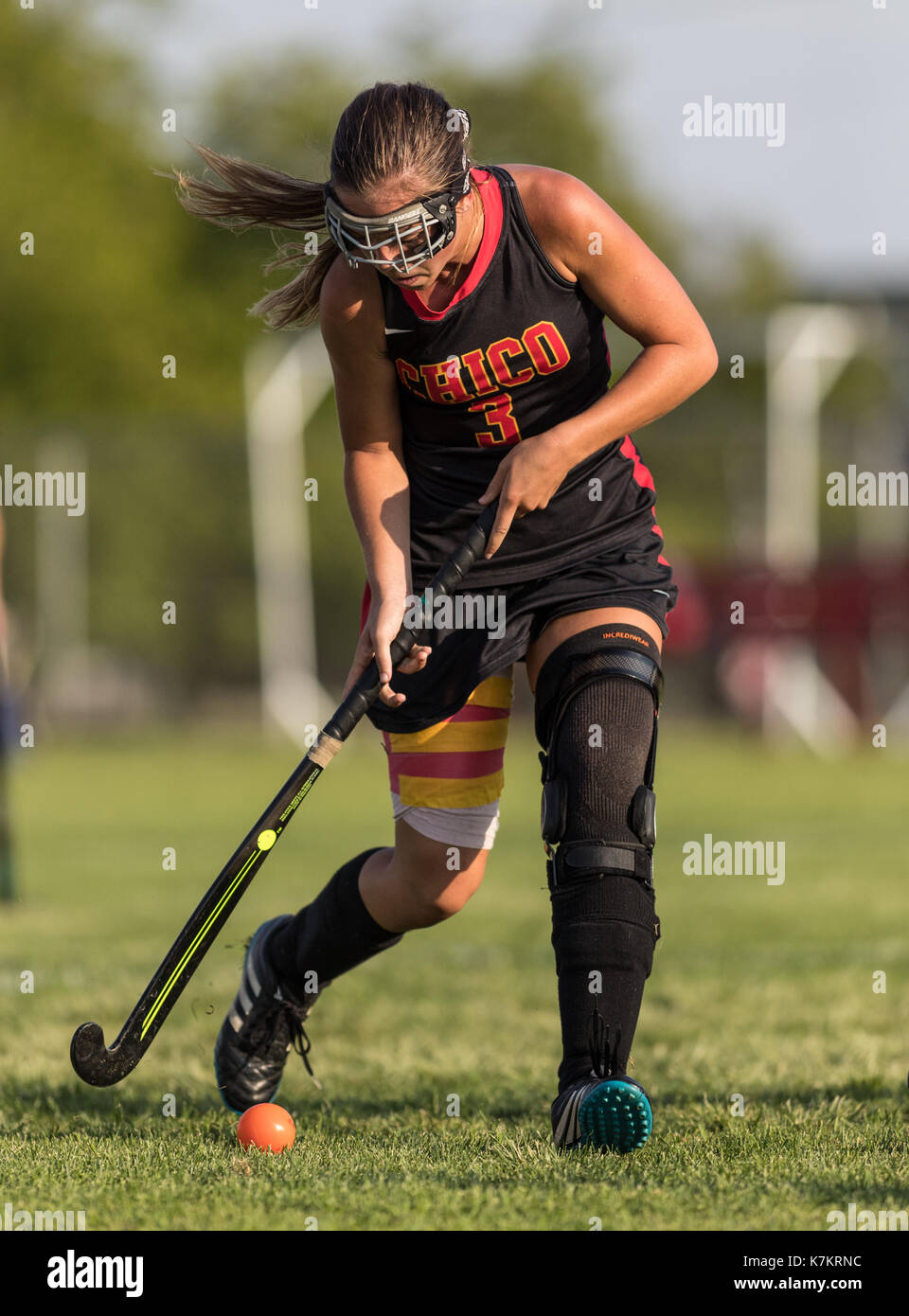 Field hockey action with Corning vs. Chico High School in Corning