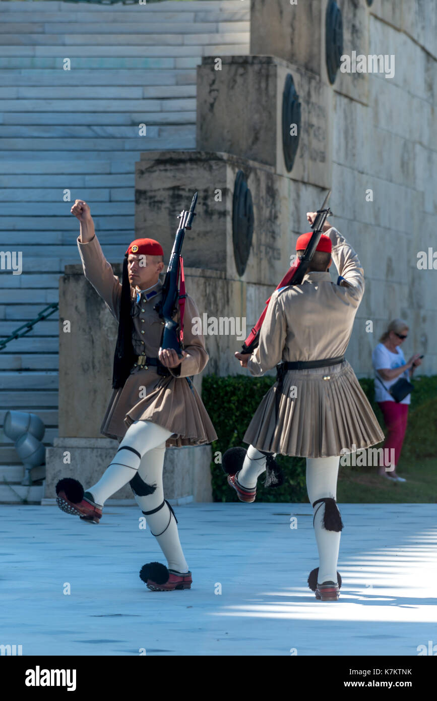Evzone soldier in Athens, Greece Stock Photo