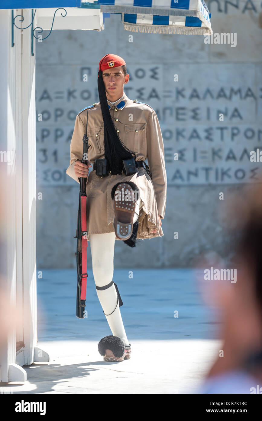 Evzone soldier in Athens, Greece Stock Photo