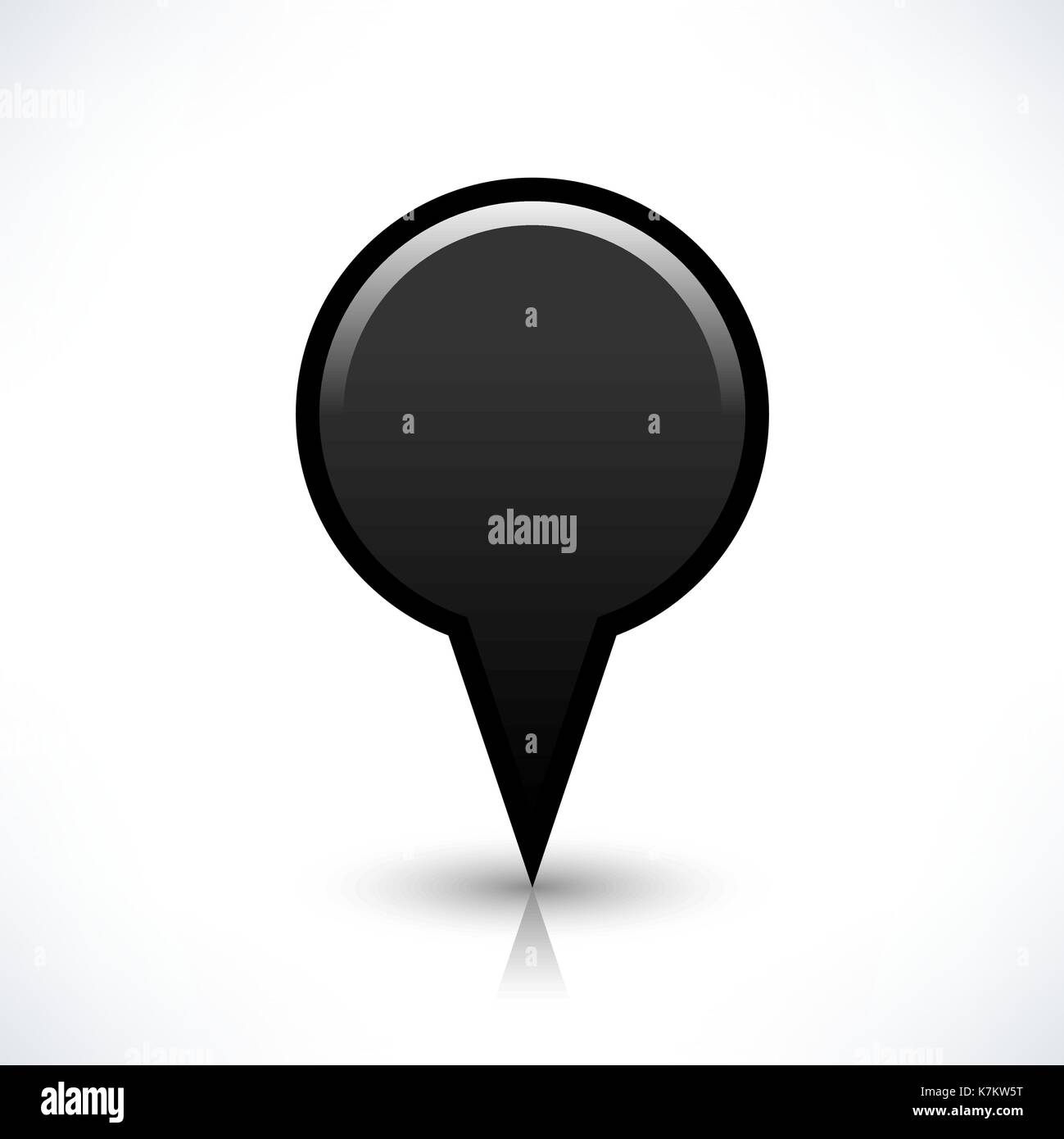 Blank map pin location sign circle shape icon with gray shadow and ...