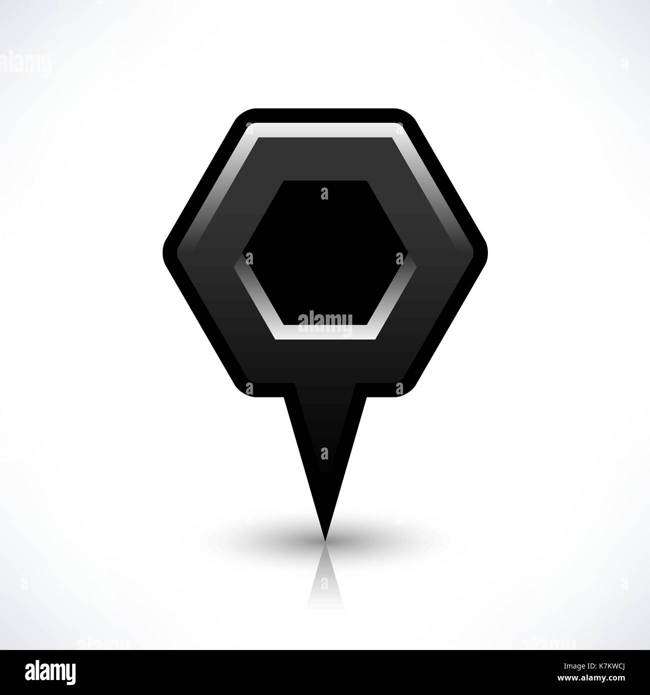 Blank map pin location sign rounded hexagon shape icon with gray shadow ...
