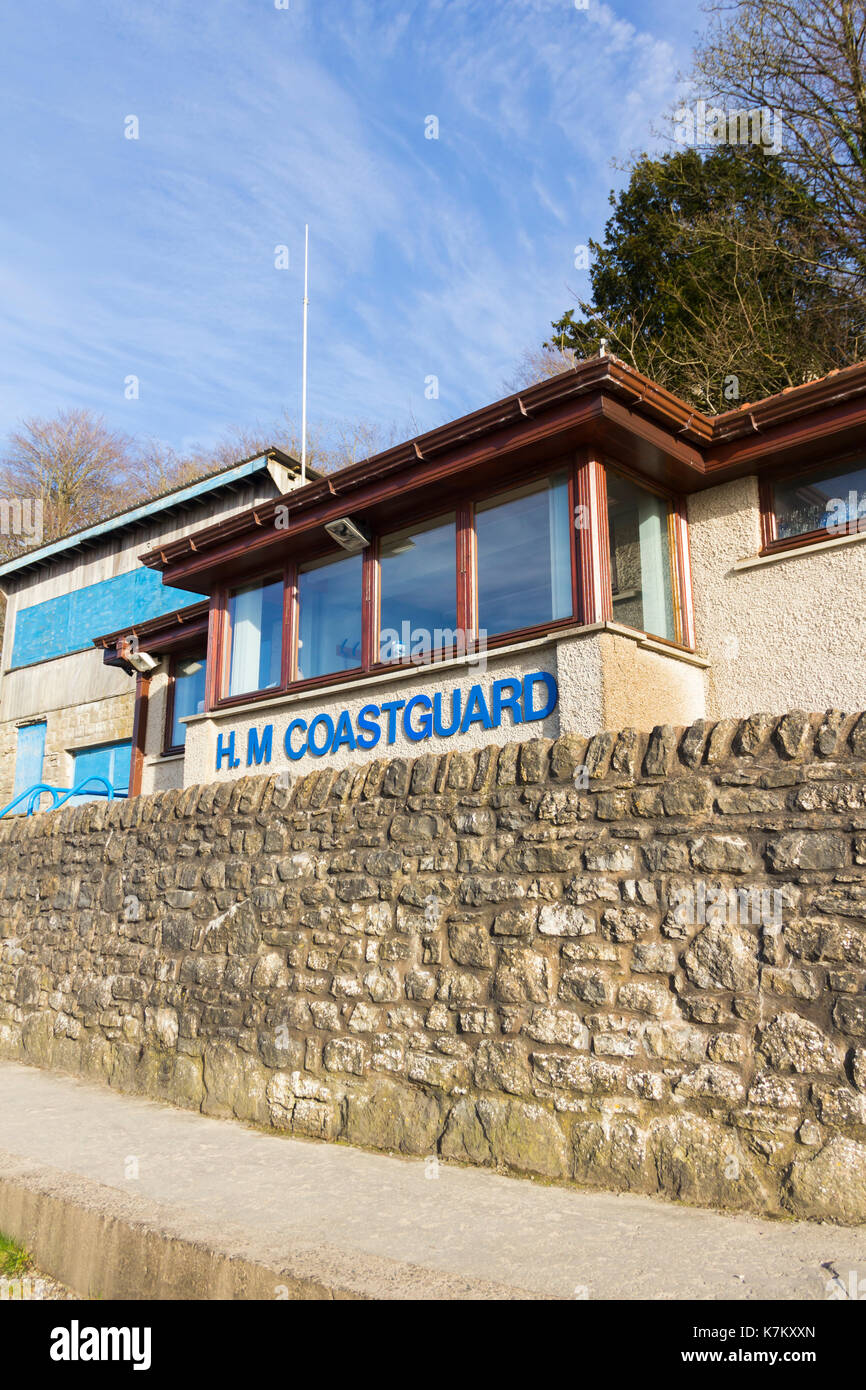 H.M. Coasguard station at Arnside, Cumbria. The station is sited on the estuary of the River Kent in the north east corner of Morecambe Bay. Morecambe Stock Photo