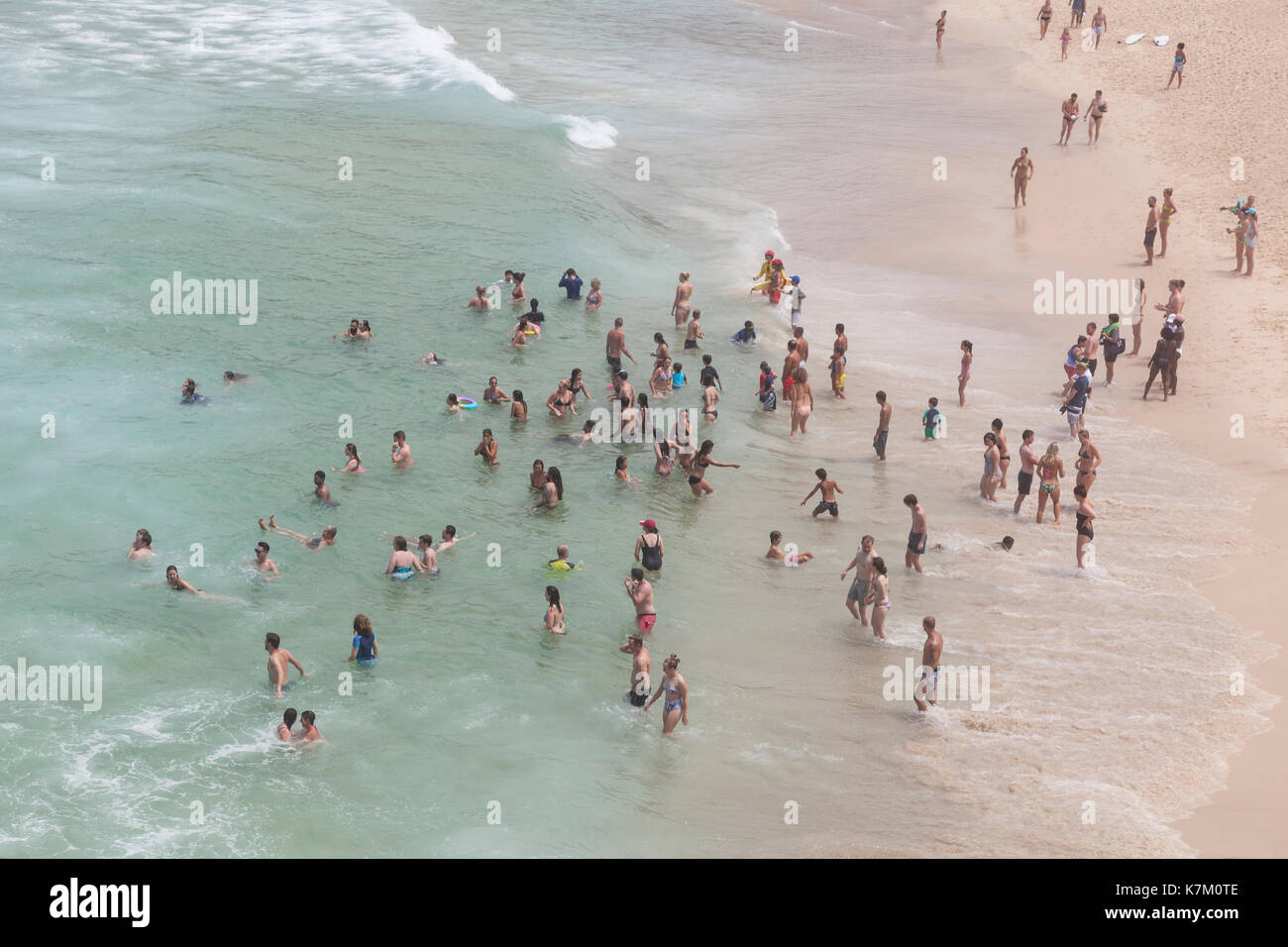 aerial view of people swimming in the sea, Sydney, Australia Stock Photo