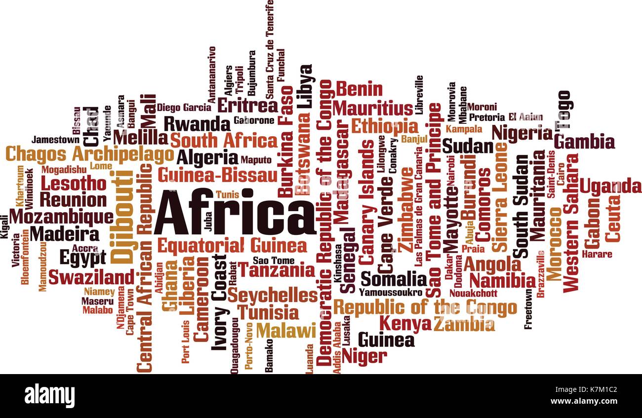 Countries in Africa word cloud concept. Vector illustration Stock Vector