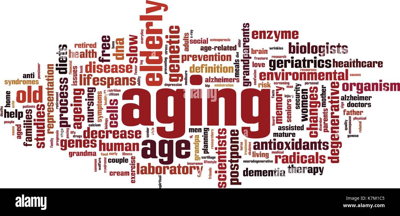 Aging word cloud concept. Vector illustration Stock Vector
