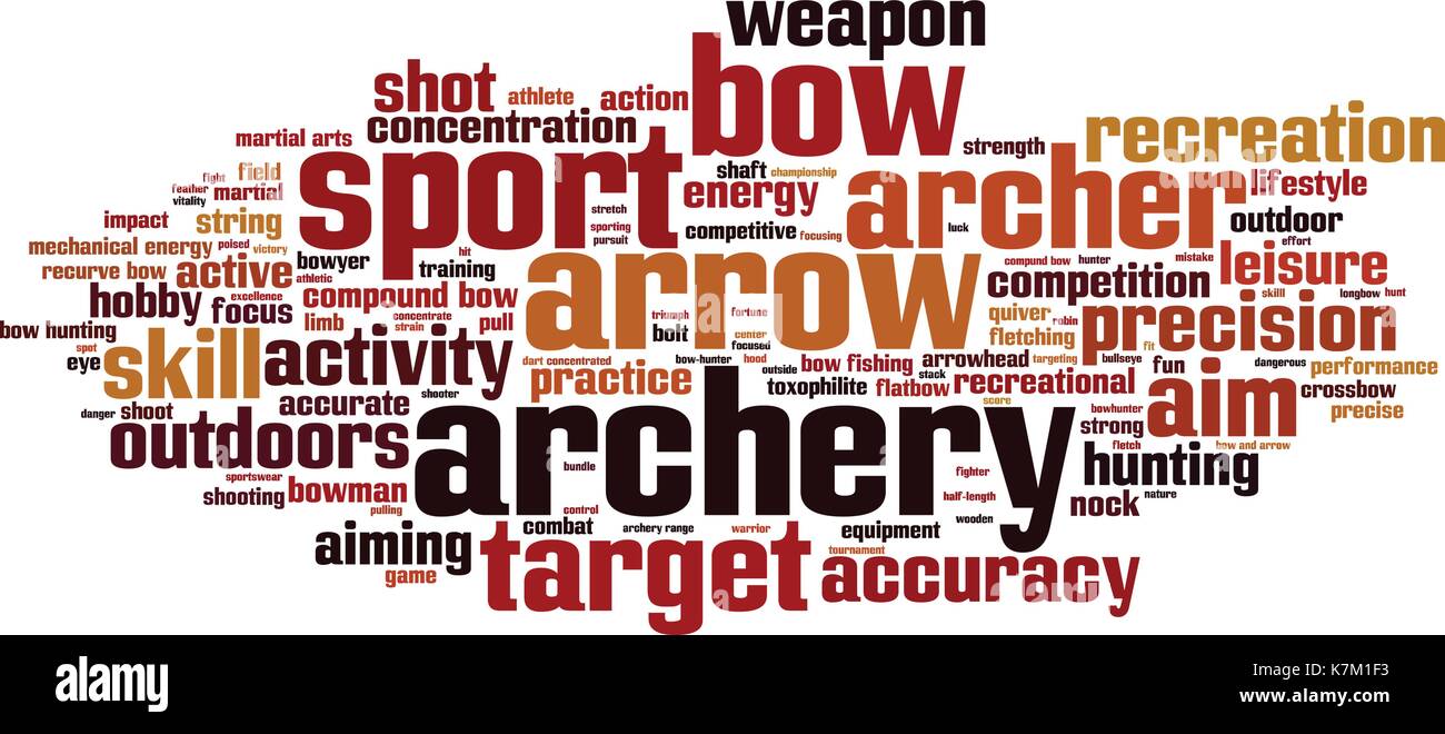 Archery word cloud concept. Vector illustration Stock Vector