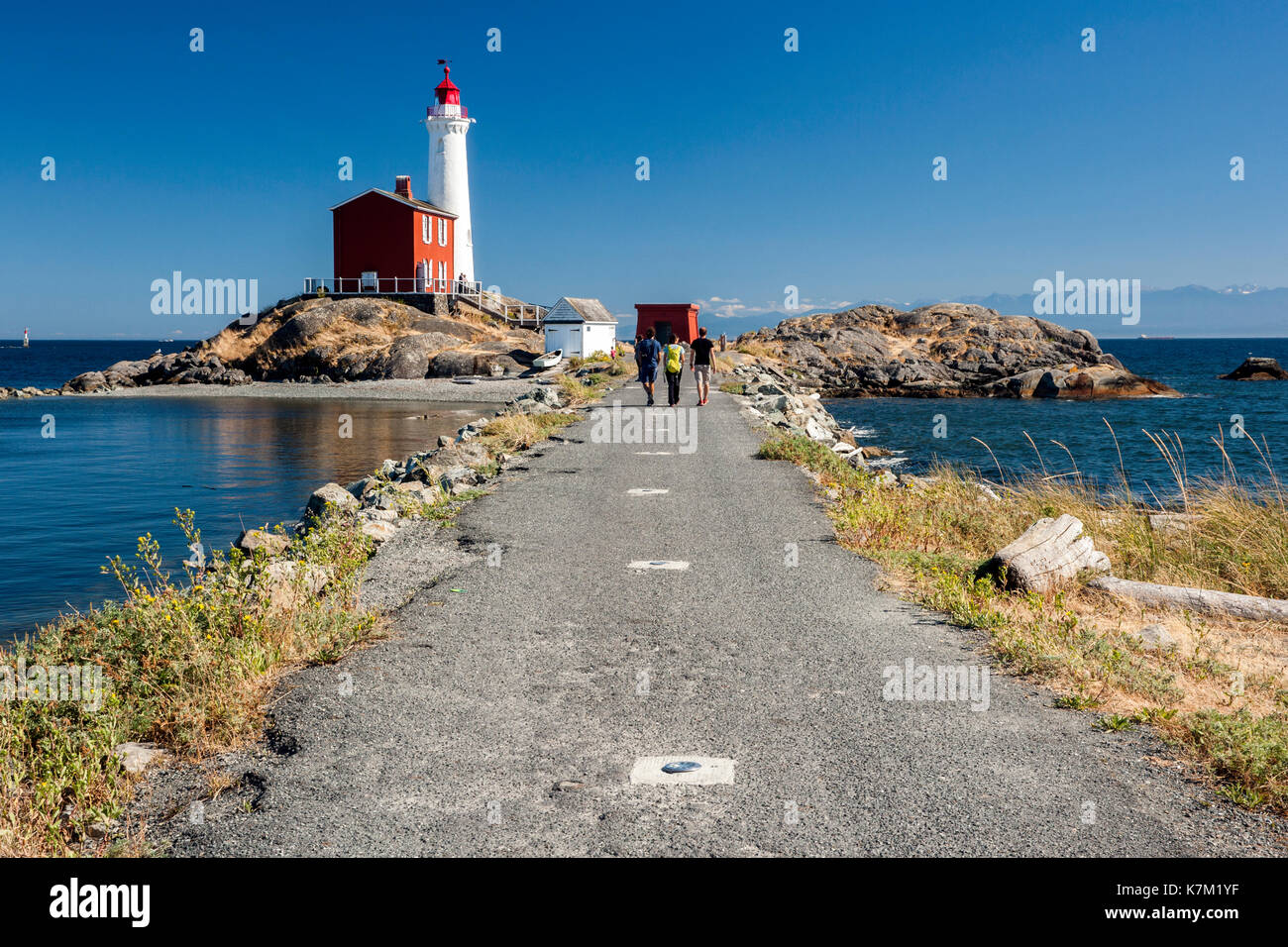 Fisgard Lighthouse and Fort Rodd Hill, Victoria, Vancouver Island, British Columbia, Canada Stock Photo