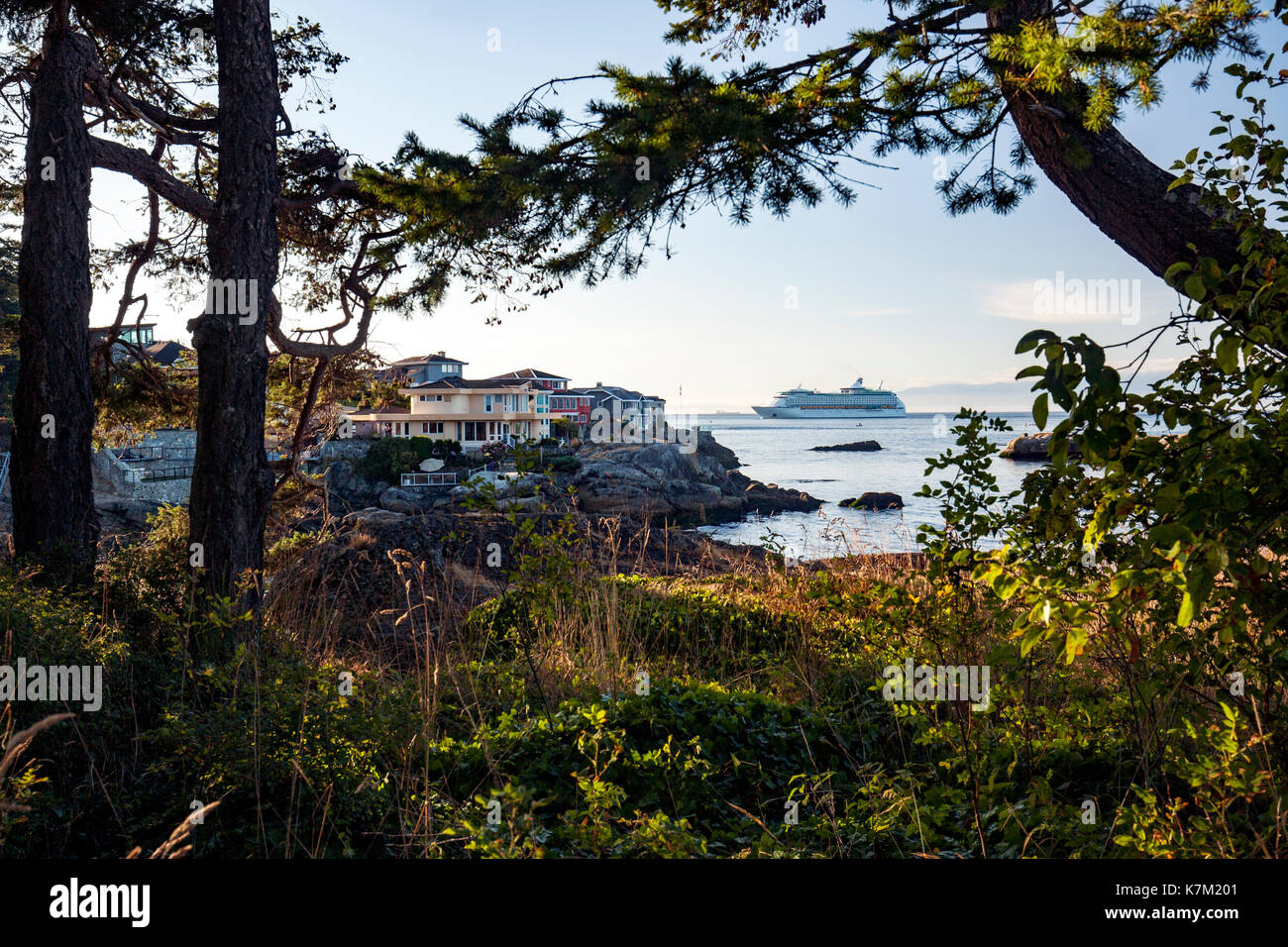 View from Saxe Point Park - Esquimalt, Victoria, Vancouver Island, British Columbia, Canada Stock Photo