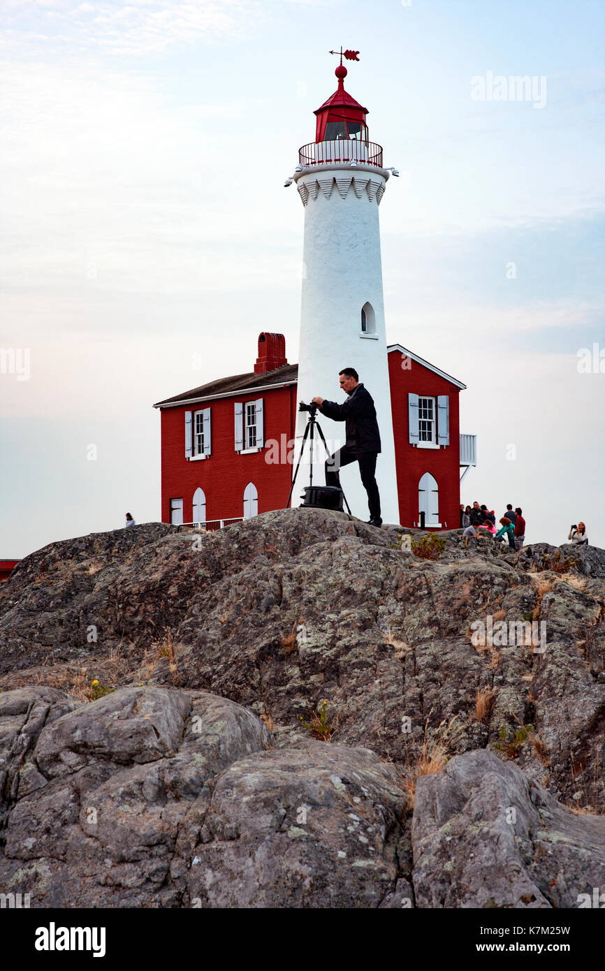 Photographer at Fisgard Lighthouse, Victoria, Vancouver Island, British Columbia, Canada Stock Photo