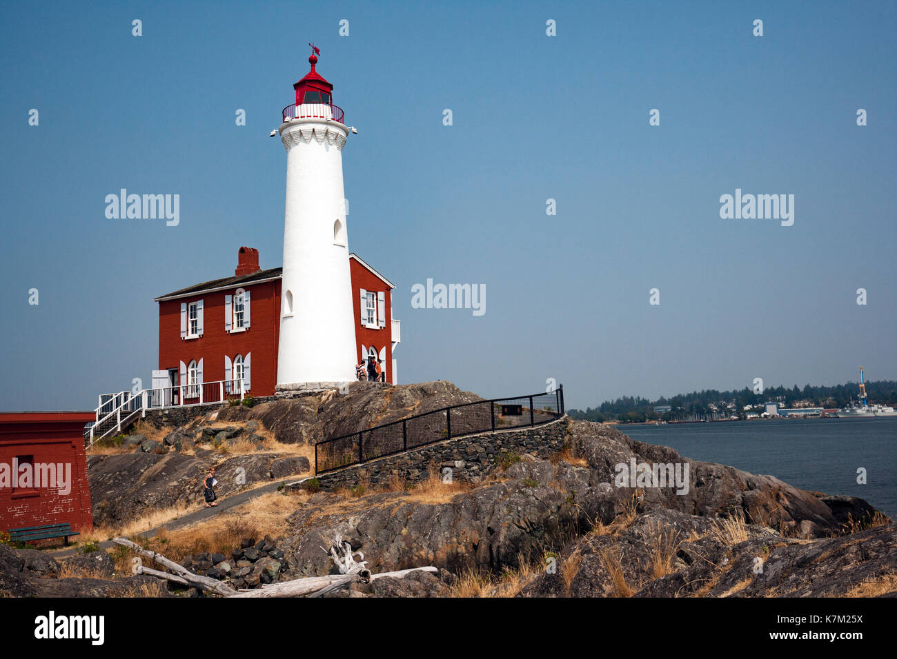 Fisgard Lighthouse and Fort Rodd Hill, Victoria, Vancouver Island, British Columbia, Canada Stock Photo
