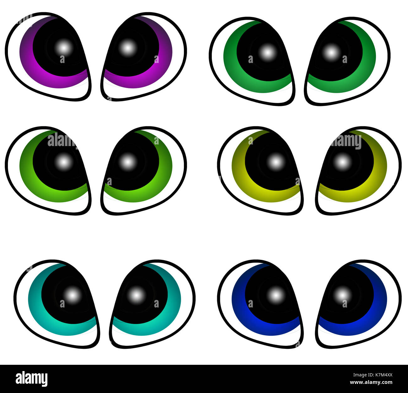 Vector cartoon eyes set isolated on white background Stock Photo