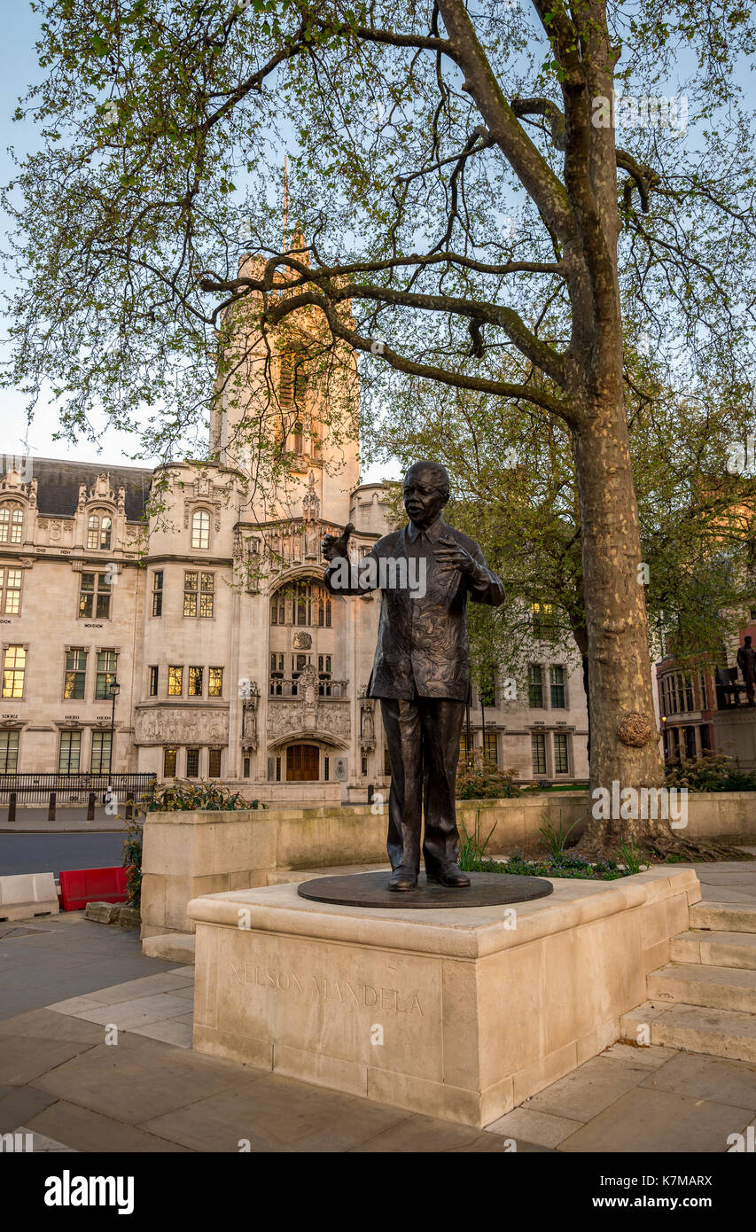 Statue of Nelson Mandela in Parliament Square Garden in Westminster