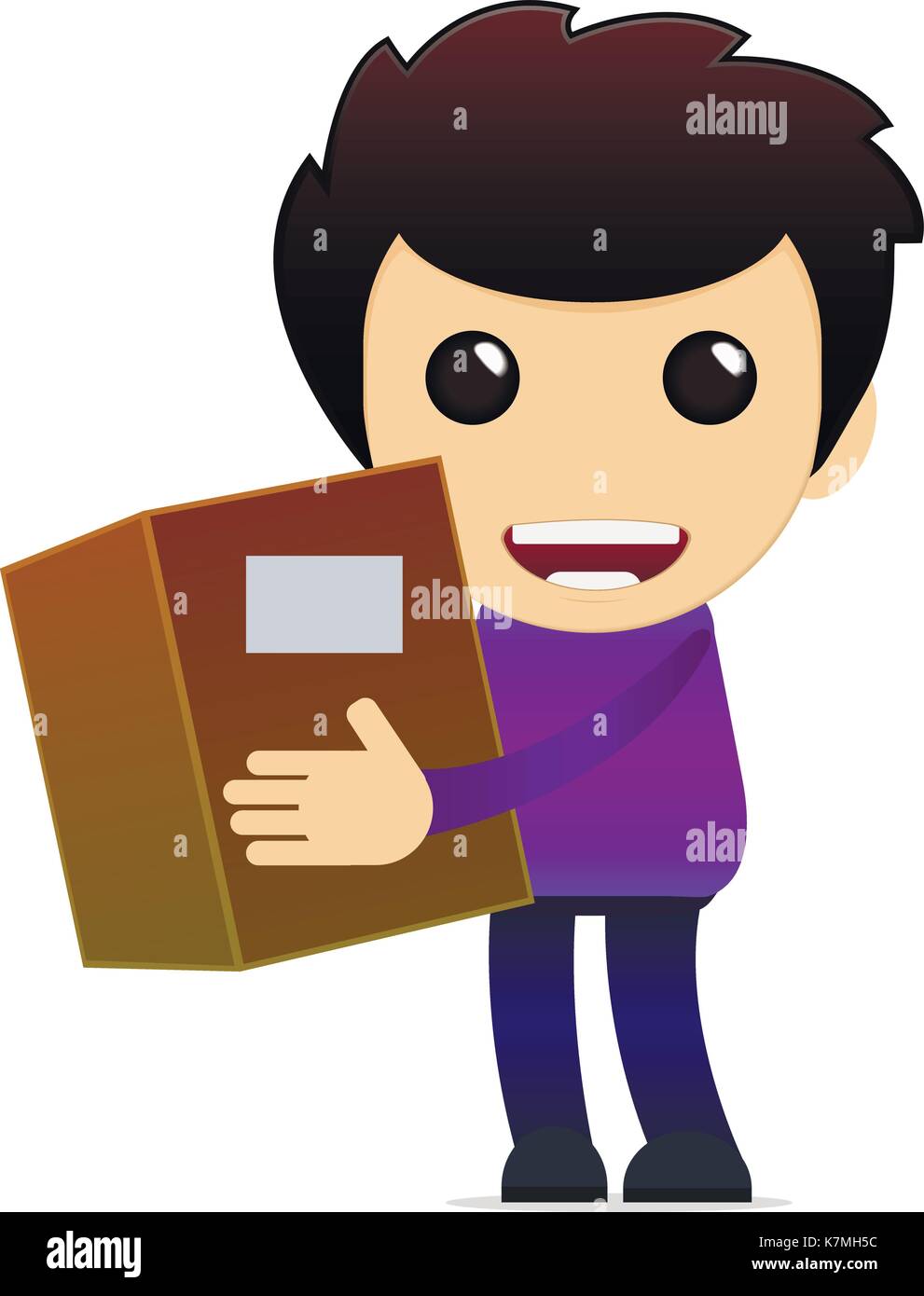 Cartoon delivery boy with package. Vector illustration Stock Vector Image &  Art - Alamy