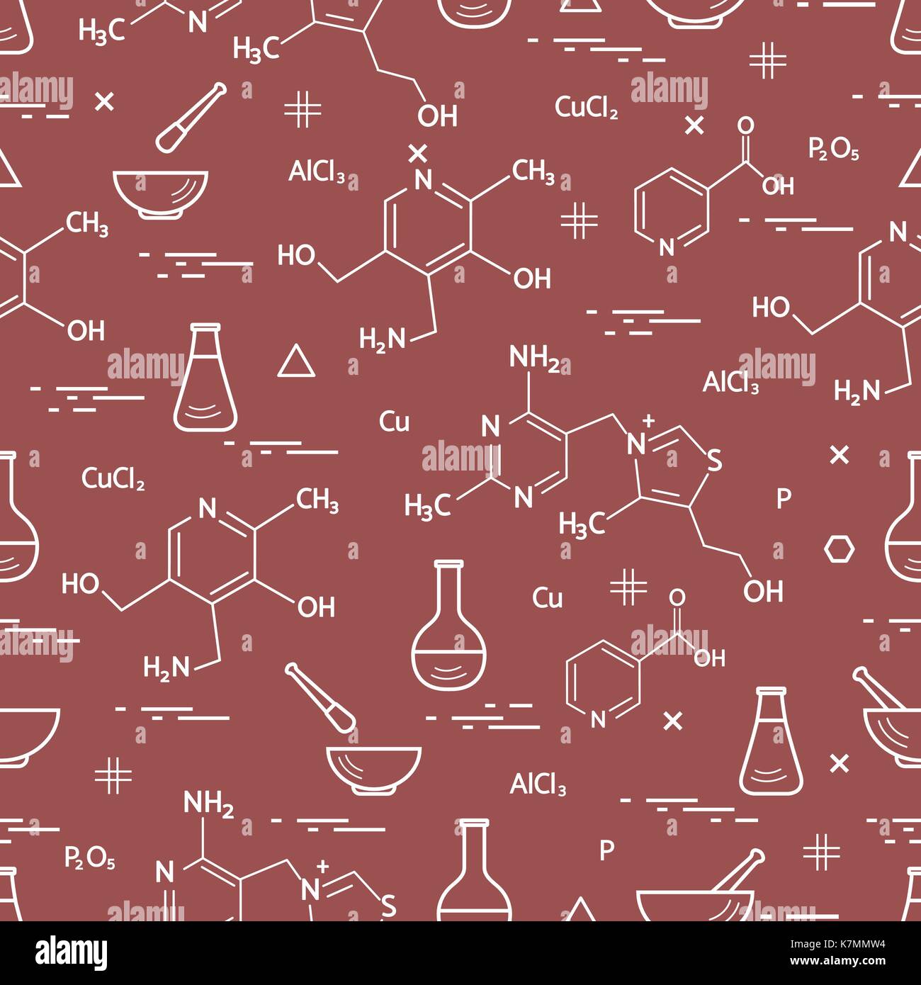 Seamless pattern with variety scientific, education elements: flask ...