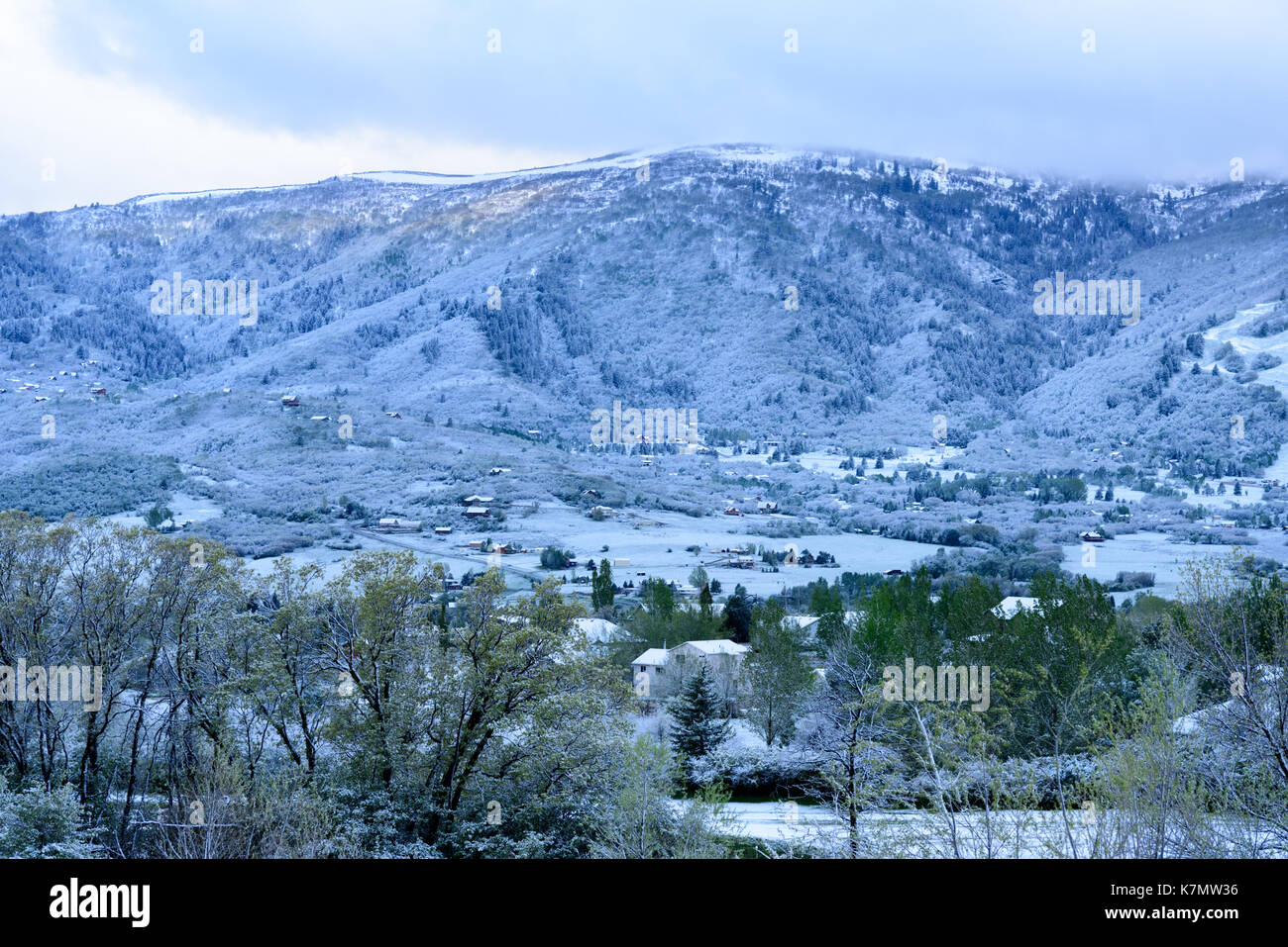 Snow Covered Wasatch Mouutains Stock Photo