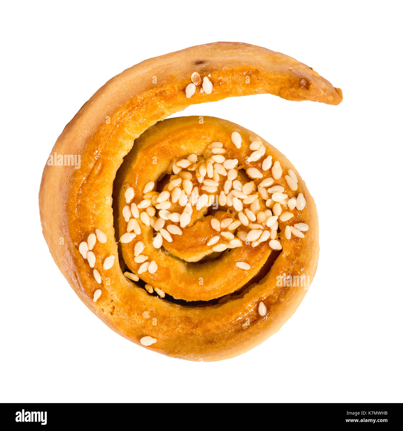 Sweet cinnamon bun roll swirl isolated on white Stock Photo - Alamy