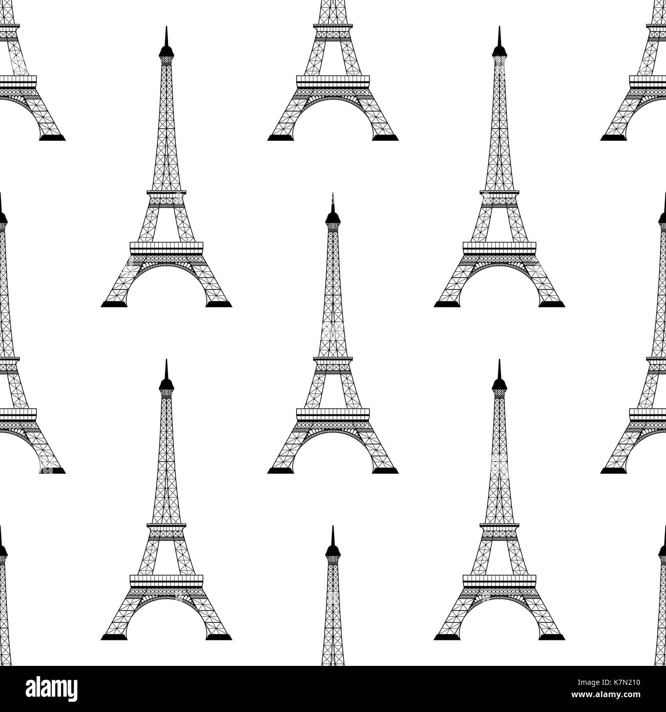 Seamless of Eiffel tower on white background. Vector illustration Stock Vector