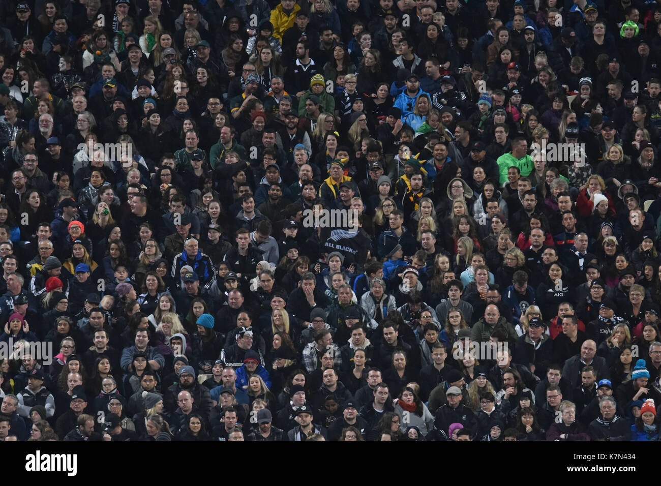 Auckland, New Zealand. 16th Sep, 2017. Huge crowds support their teams during the Rugby Championship test match between the New Zealand All Blacks and the South Africa Springboks at QBE stadium in Auckland on Sep 16, 2017. All Blacks beats Springboks 57-0. Credit: Shirley Kwok/Pacific Press/Alamy Live News Stock Photo