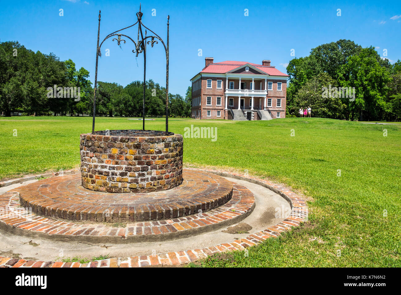 Charleston South Carolina,Drayton Hall,historic plantation,preservation,Palladian architecture,brick water well,SC170514235 Stock Photo