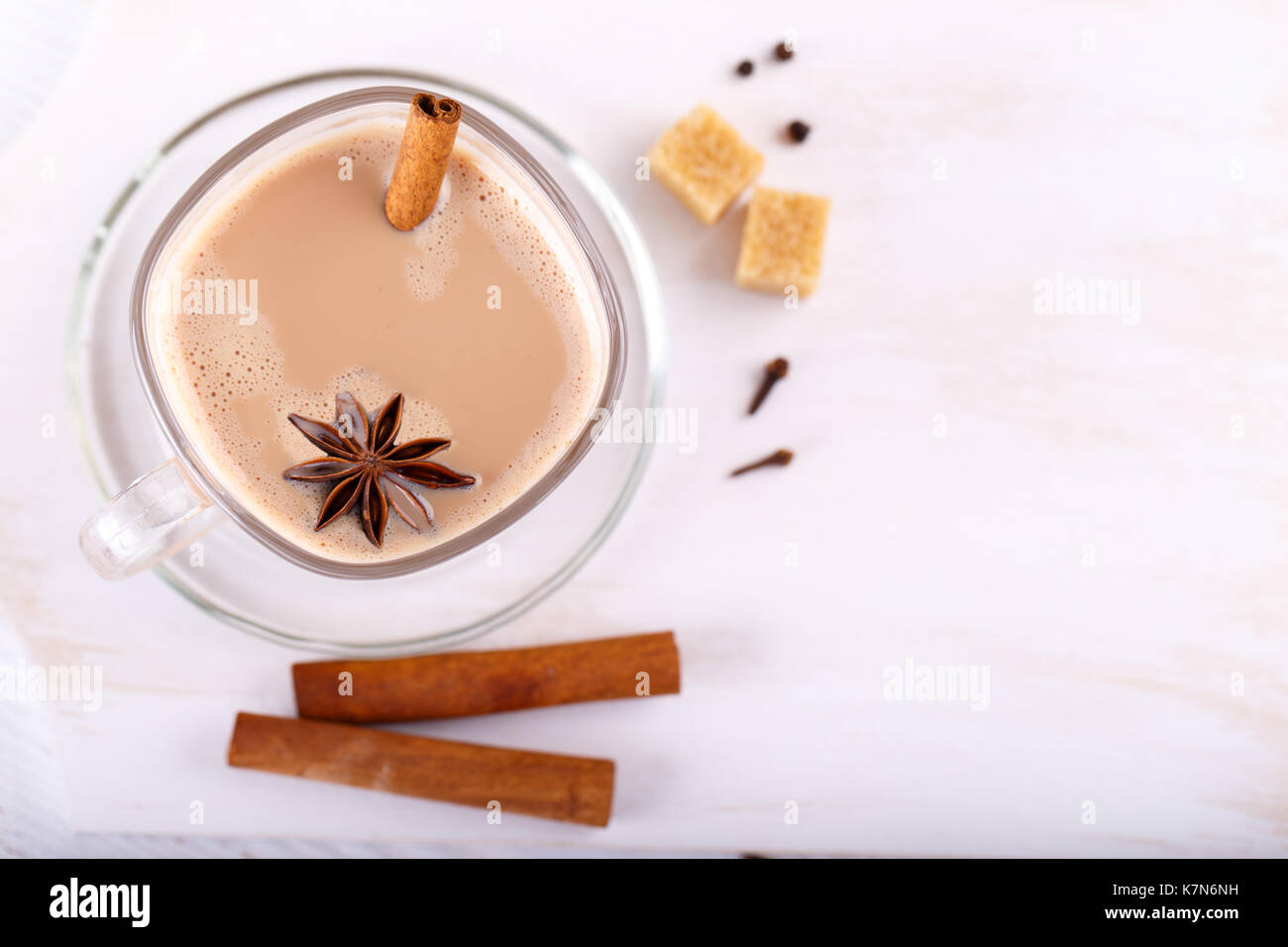 masala chai tea, traditional indian tea with milk and spices Stock