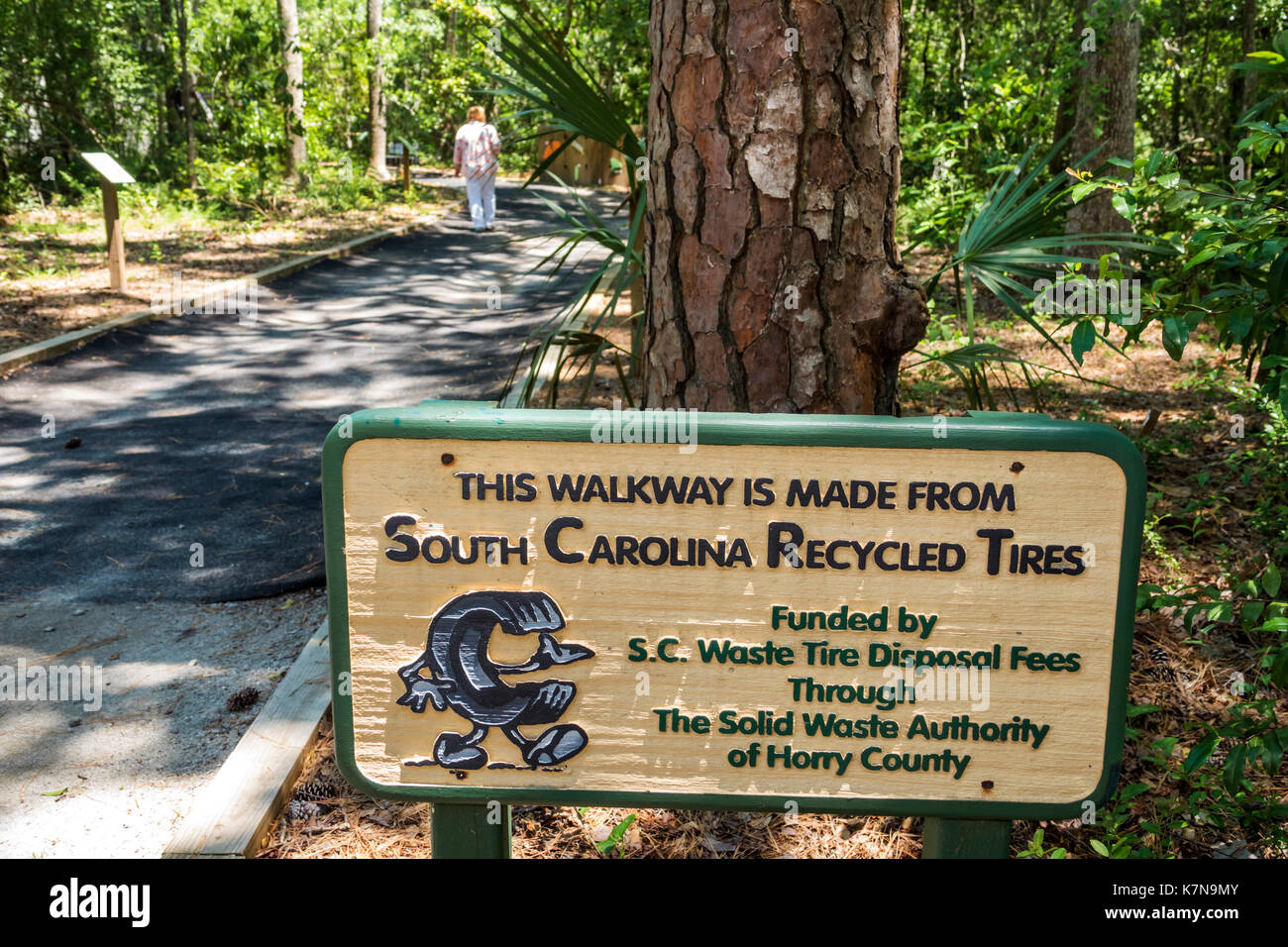 Myrtle Beach South Carolina,Myrtle Beach State Park,nature center,walkway,recycled tires,sign,SC170516124 Stock Photo