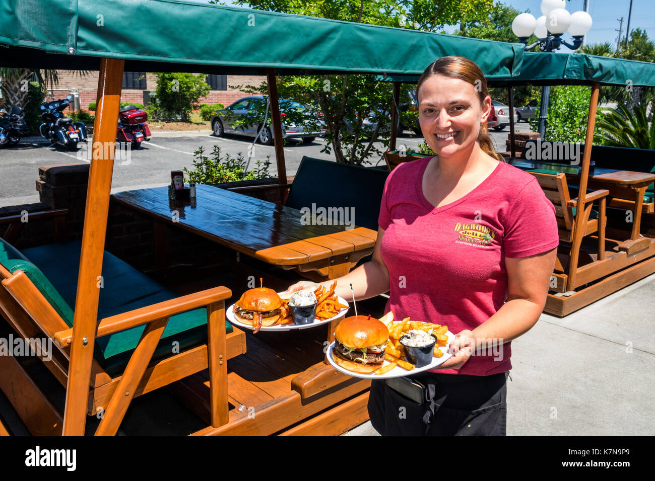 Myrtle Beach South Carolina,Dagwood's Deli & Sports Bar,restaurant restaurants food dining cafe cafes,dining,woman female women,waitress server employ Stock Photo