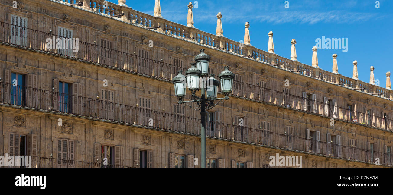 Apartments in famous Plaza Mayor main square Spanish Baroque style architecture in old town
