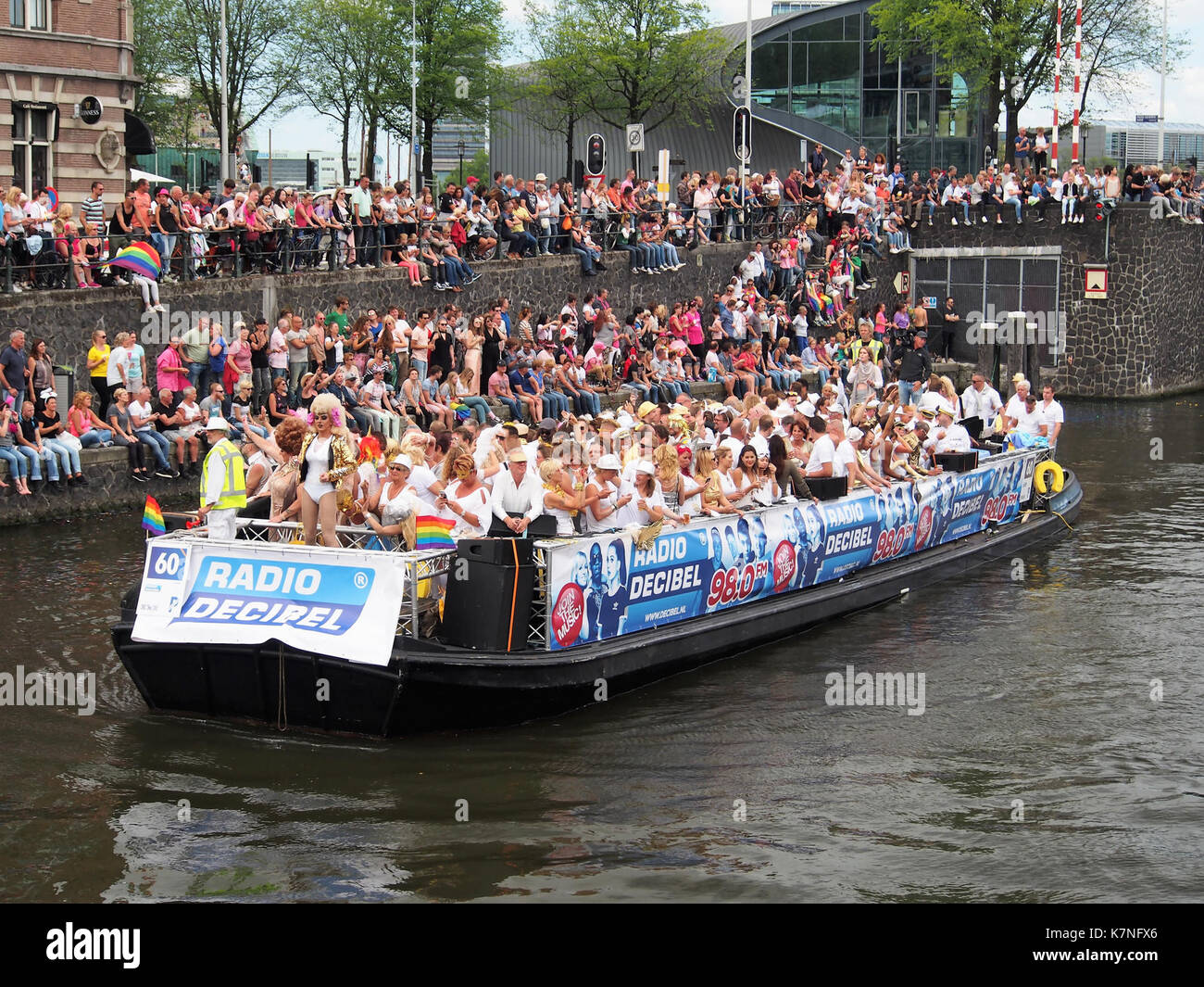 Boat 60 Radio Decibel, Canal Parade Amsterdam 2017 foto 1 Stock Photo