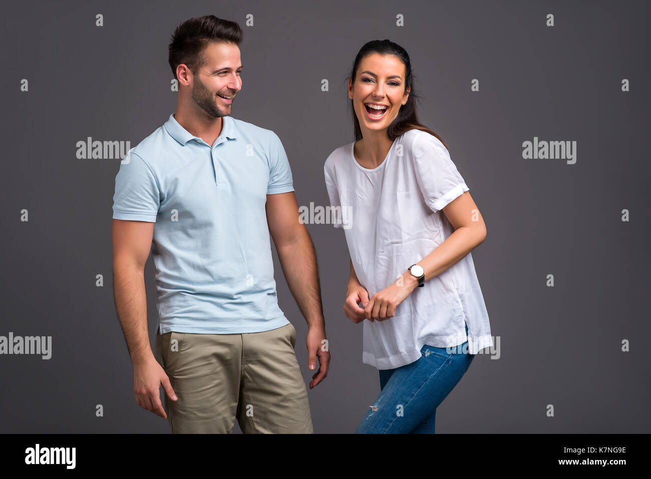 Two cheerful attractive young hi-res stock photography and images - Alamy