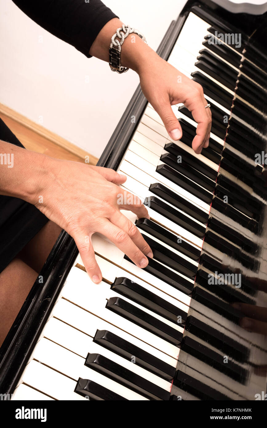 Hands Of An Elegant Classical Musician Woman Playing On Piano Stock Photo Alamy