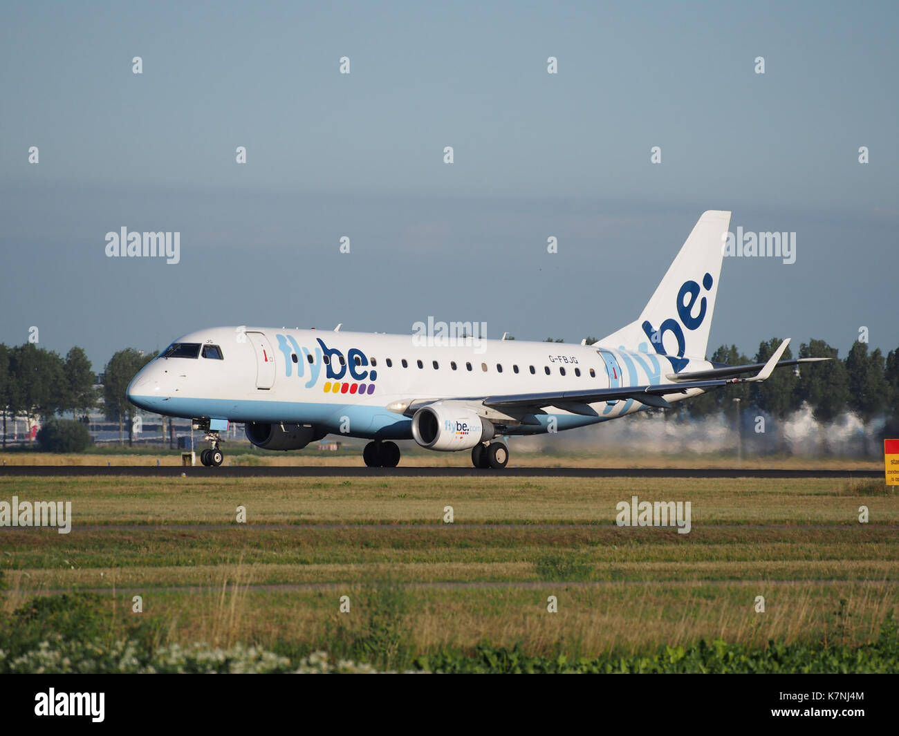 This image shows a Flybe Embraer ERJ-175STD aircraft (registration G ...