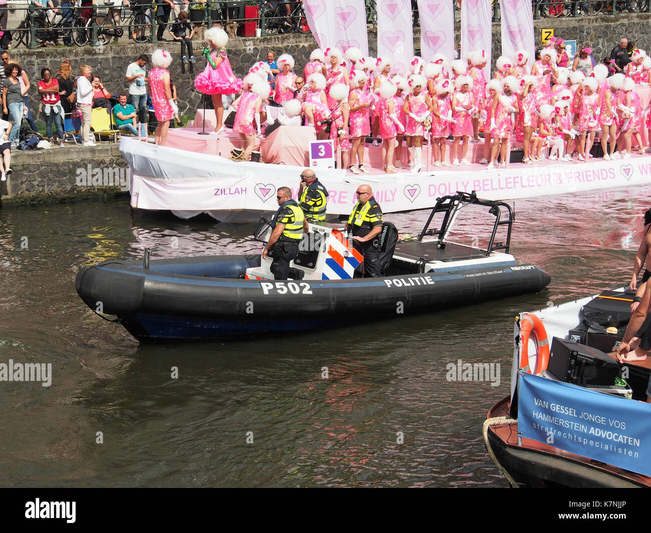 P502 Politieboot, Canal Parade Amsterdam 2017 foto 1 Stock Photo
