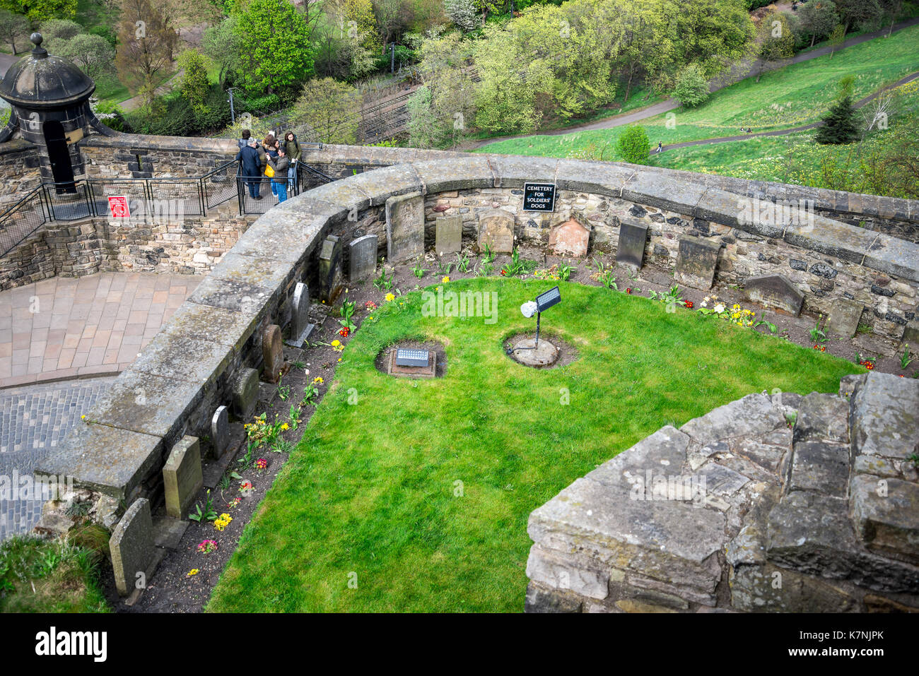A view from top to Soldier's Dogs Cemetery in Edinburgh Castle