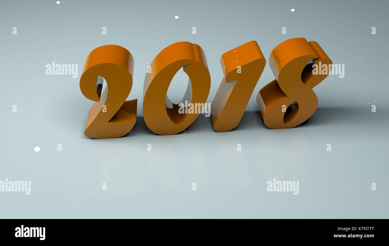 Abstract background with three-dimensional 2018 numbers. 3d rendering Stock Photo