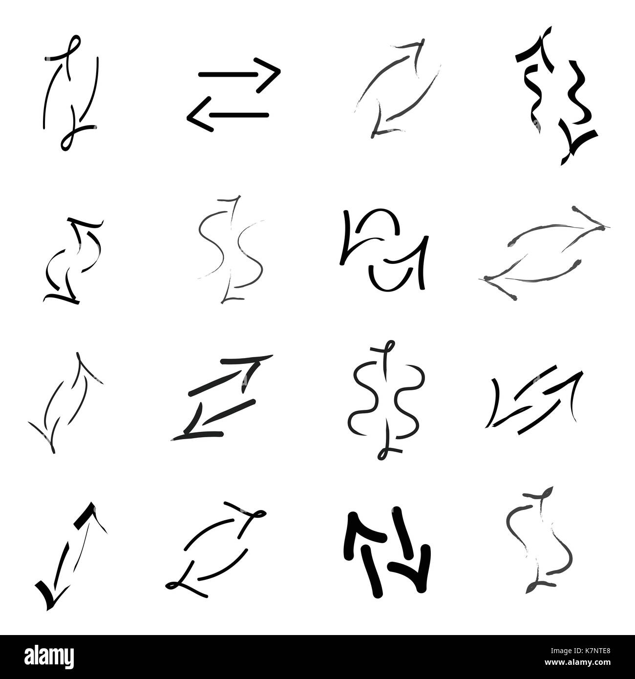 hand drawn arrows - set of black arrows vector in different shapes ...