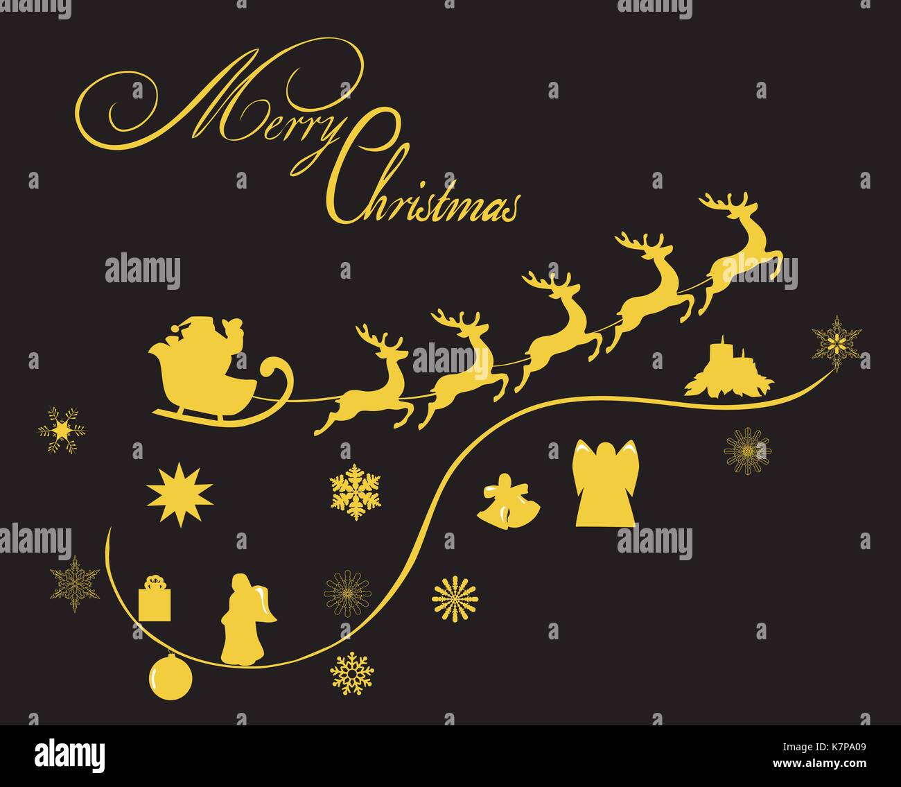 vector illustration of Christmas background with Santa Claus flying ...