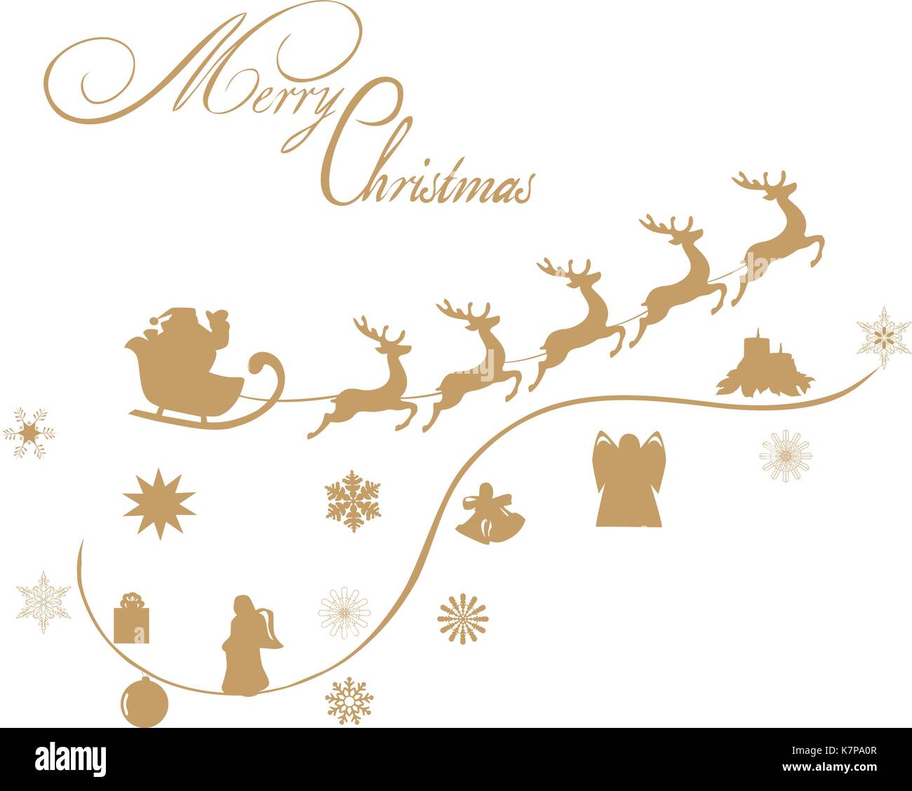 vector illustration of Christmas background with Santa Claus flying with reindeer. can be used for posters, cards, stickers. Stock Vector