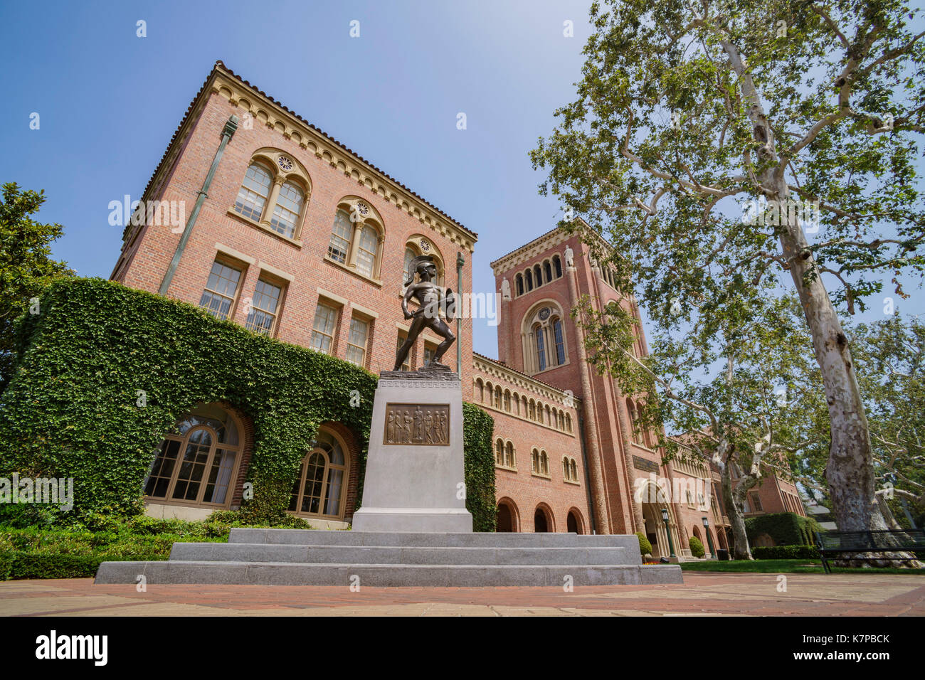 Los Angeles, JUN 4: Tommy Trojan and Bovard Aministration, Auditorium of the University of Southern California on JUN 4, 2017 at Los Angeles Stock Photo