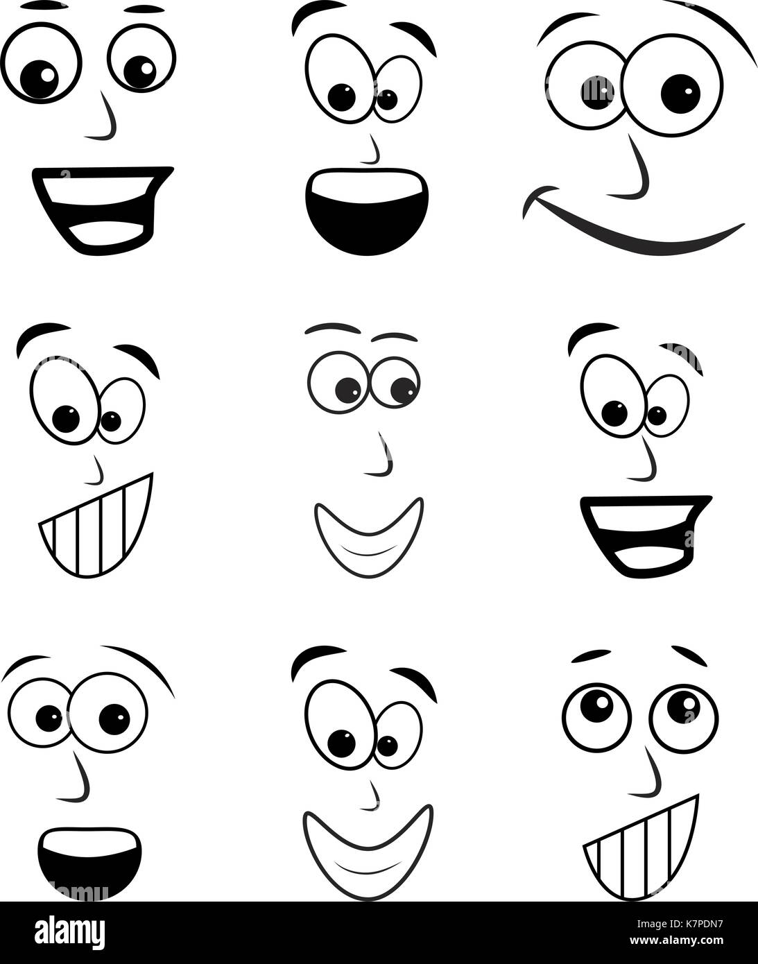 Funny faces cartoon Black and White Stock Photos & Images - Alamy