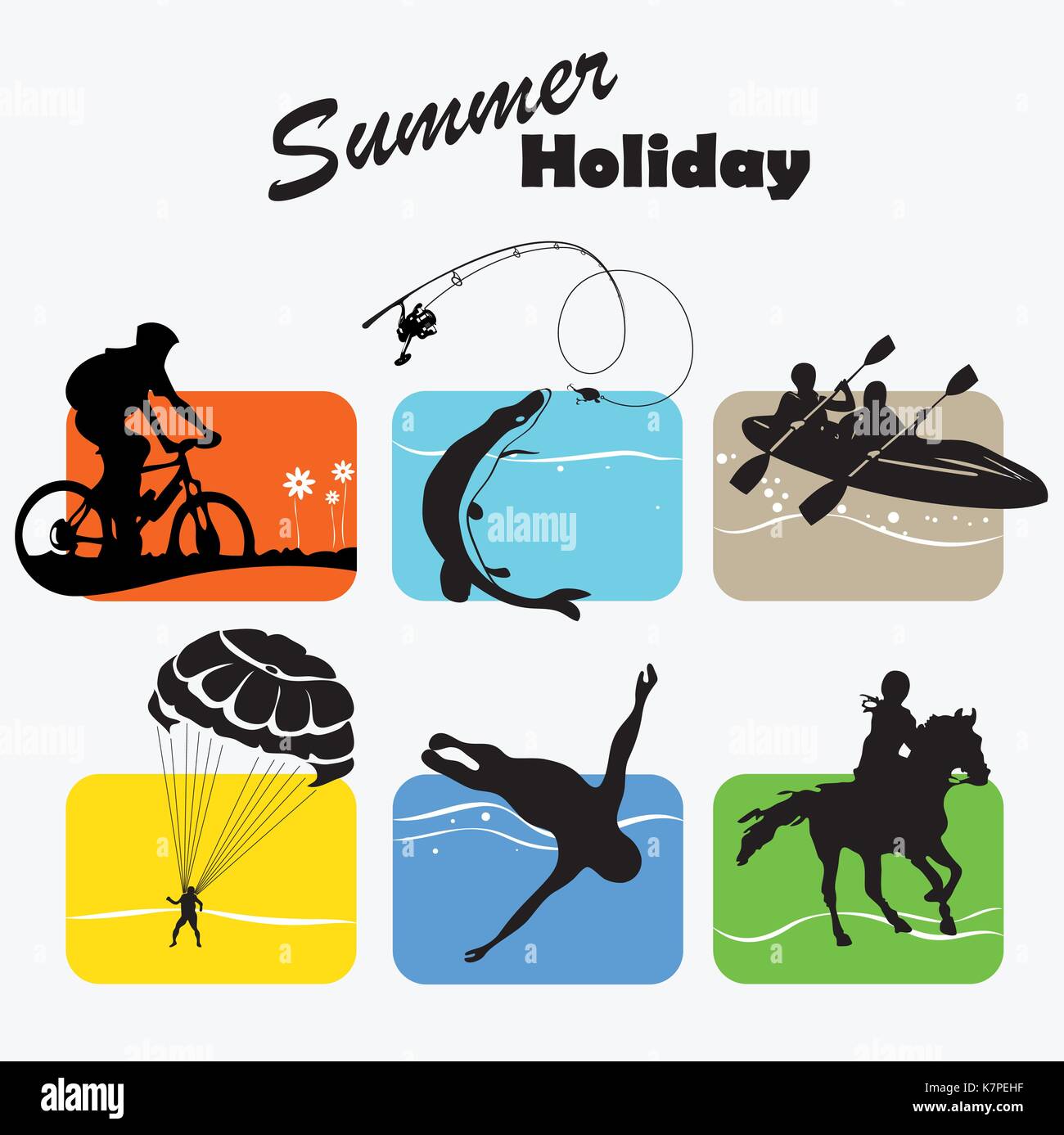 Active rest, summer holiday, set icon, vector illustration Stock Vector