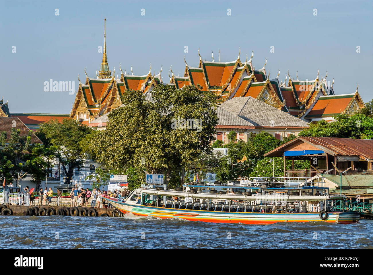 Speed Boat at the Chao Phraya River, Bangkok, Thailand Stock Photo