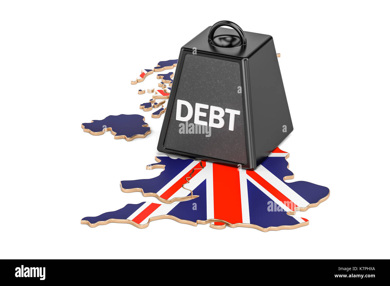 British national debt or budget deficit, financial crisis concept, 3D rendering Stock Photo