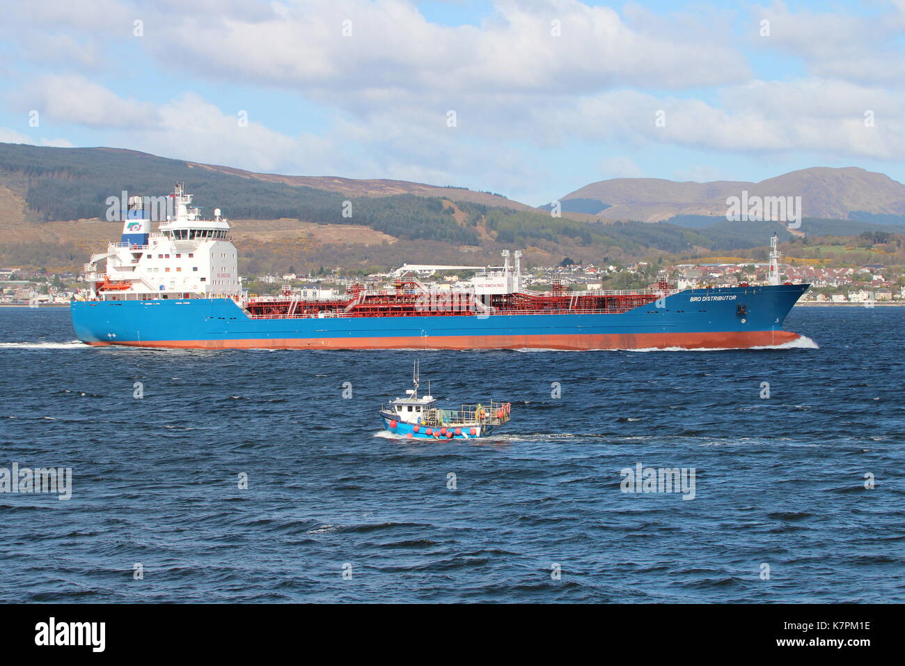 The oil tanker Bro distributor inbound on the Clyde, passing Endurance