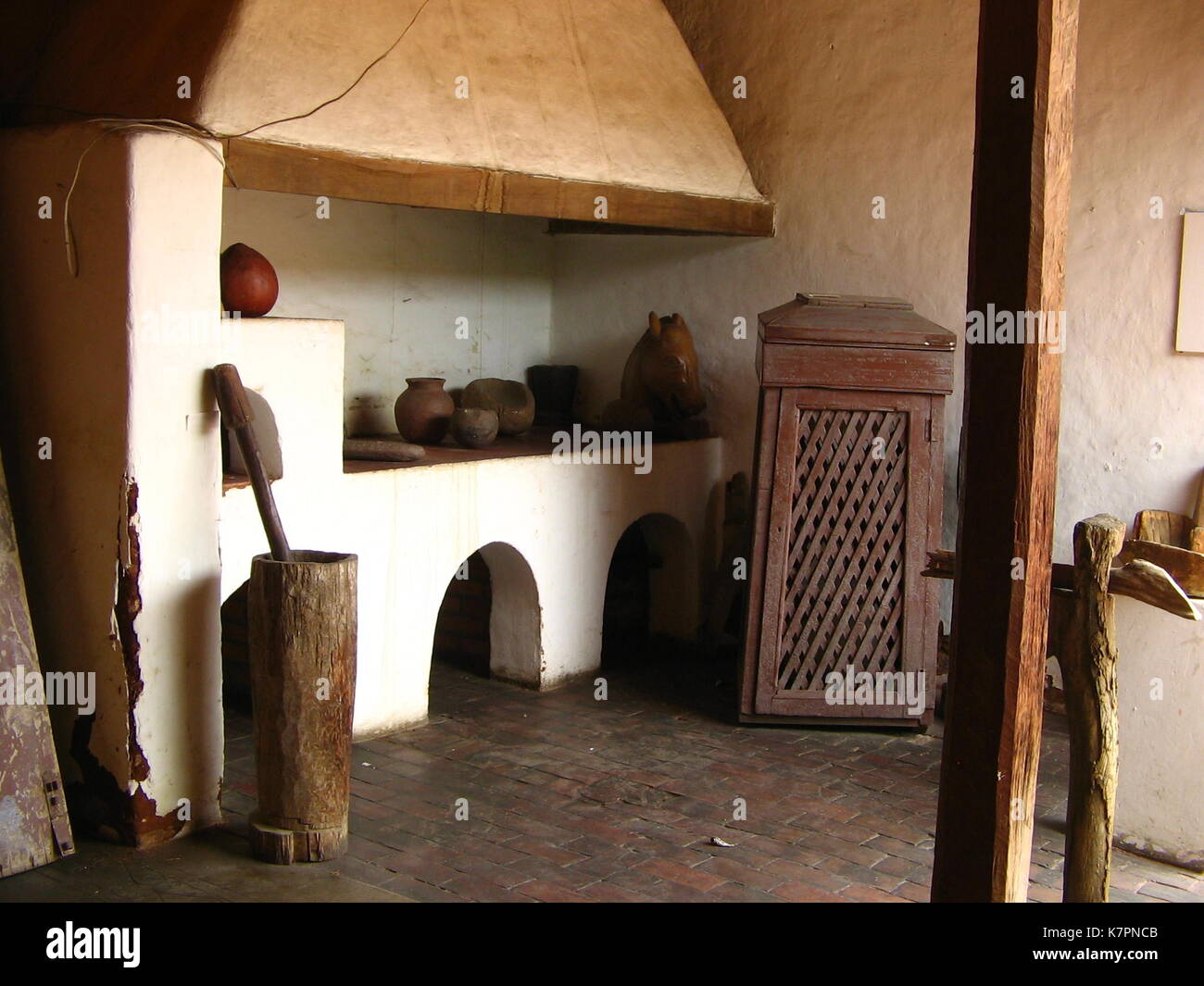 view of a venezuelan colonial kitchen. Barcelona museum, Venezuela Stock Photo
