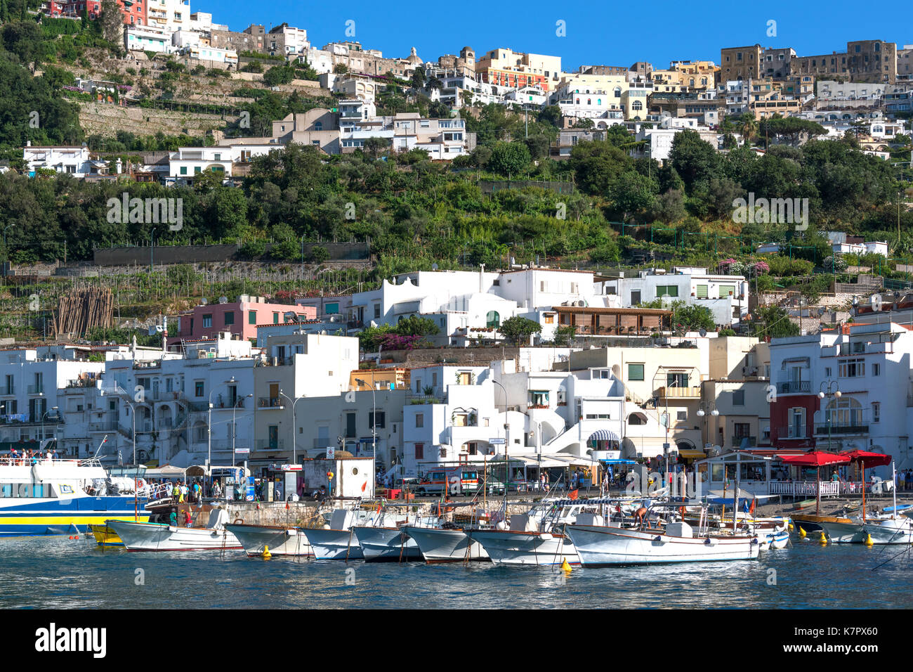 boats in marina grande on the island of capri, italy. Stock Photo