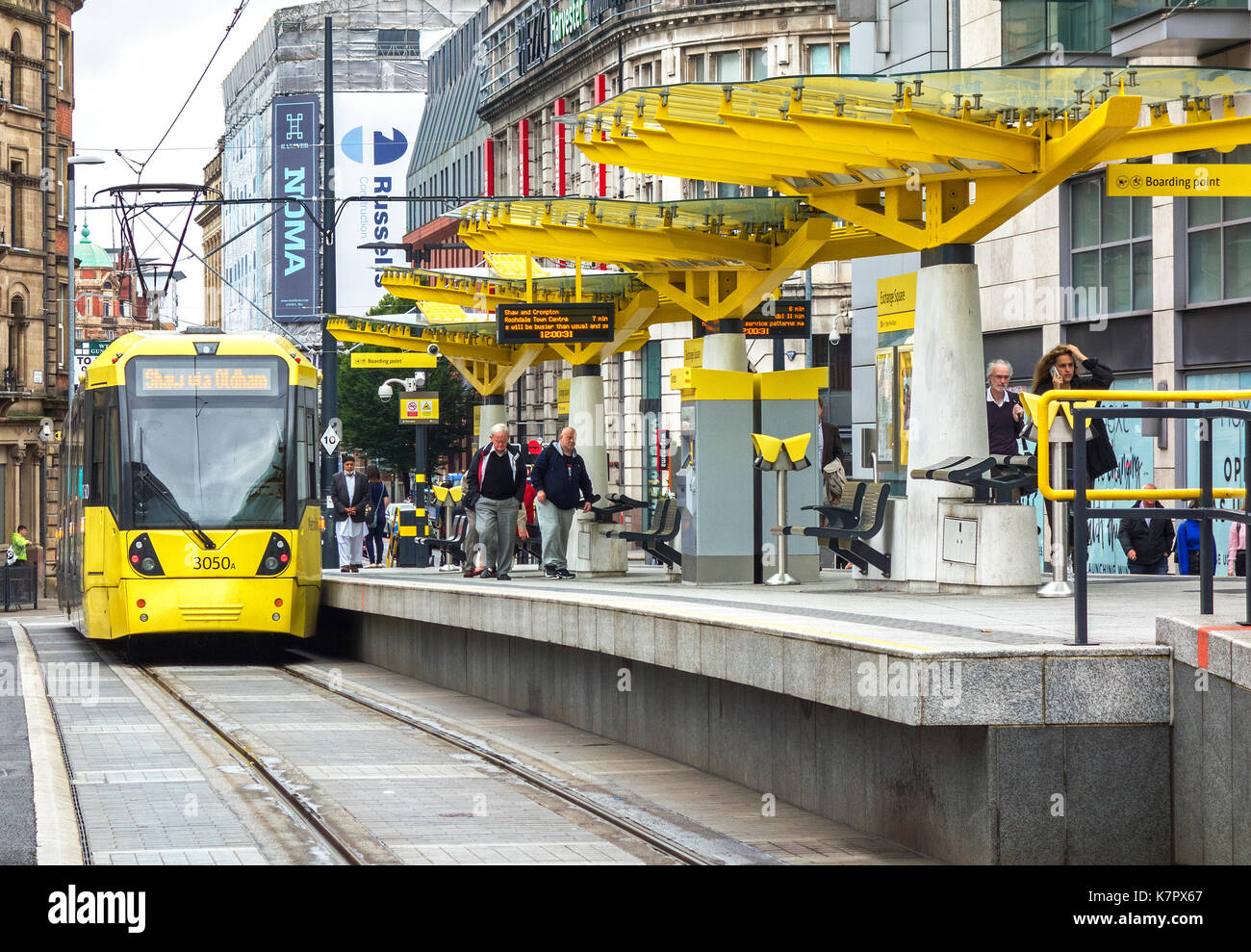 the tram/light rail system metrolink runs in the greater manchester area of england, britain, uk. Stock Photo