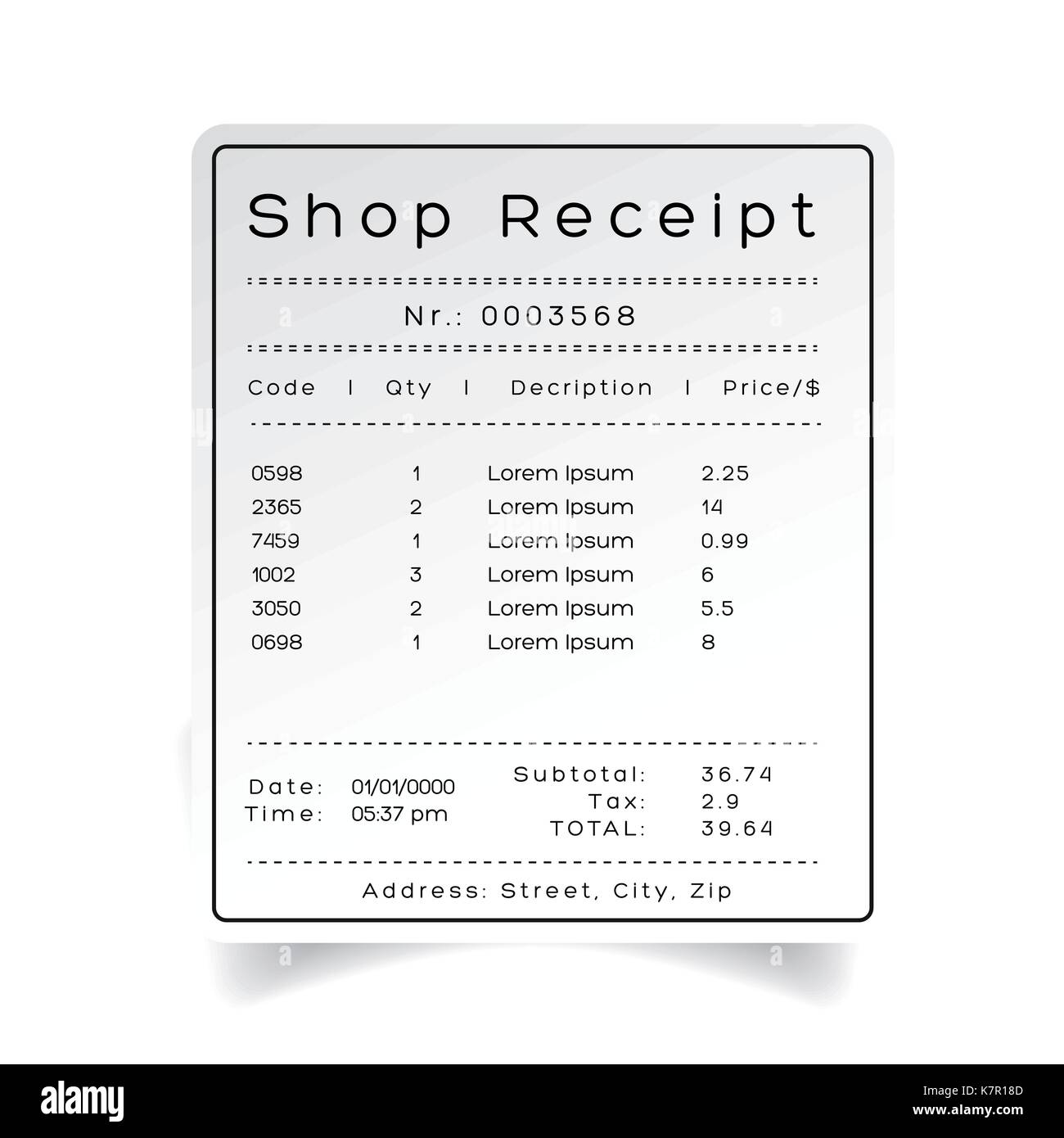 Shop Receipt Template Vector Sticker Stock Vector Image Art Alamy