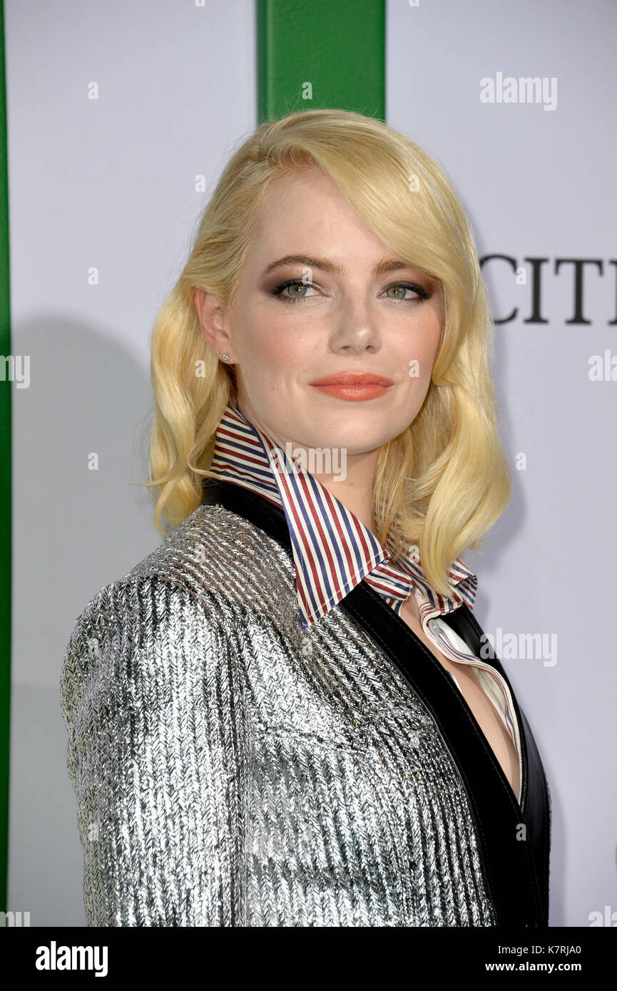 LOS ANGELES, CA. September 16, 2017: Emma Stone at the premiere for
