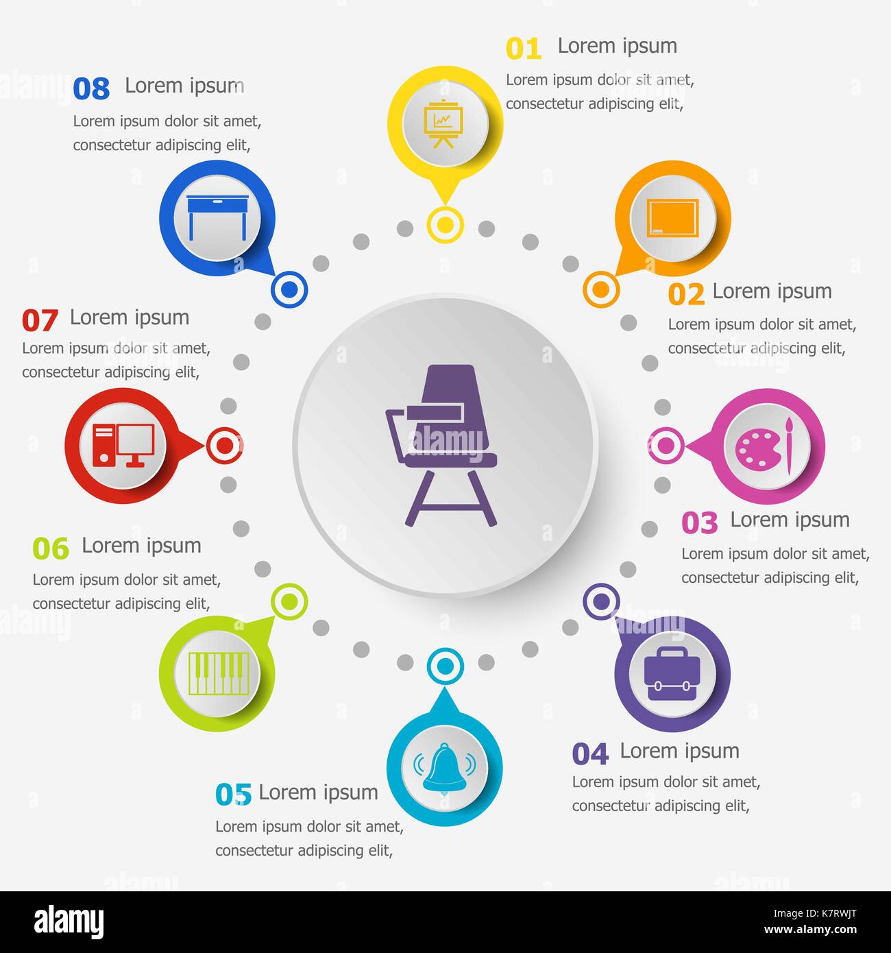 Infographic template with classroom icons, stock vector Stock Vector ...