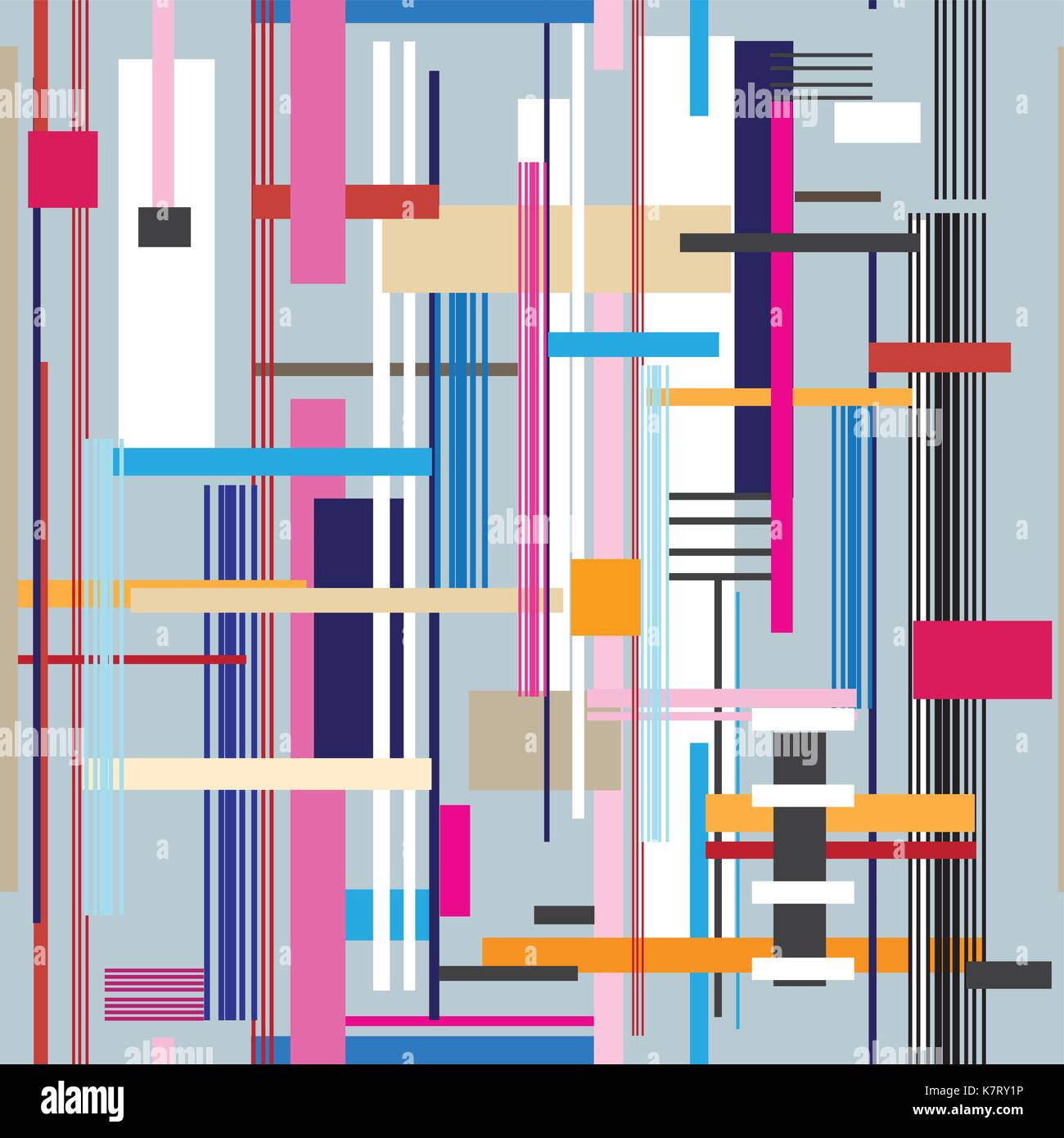Geometric multicolored pattern from different stripes and rectangles Stock Vector